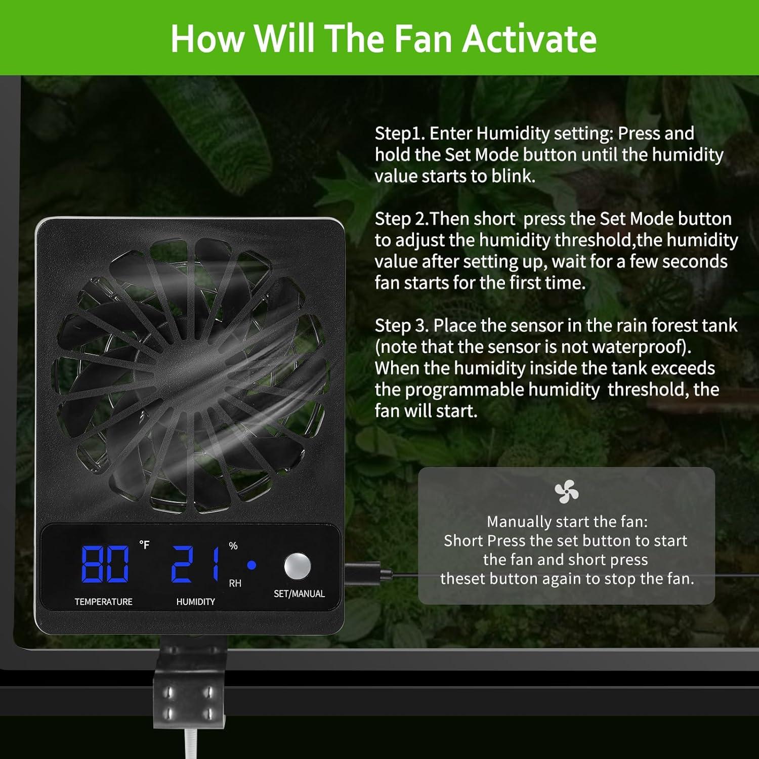 Ventiladores de Reptiles DAOTAILI con Termo-higrómetro 2 PCS