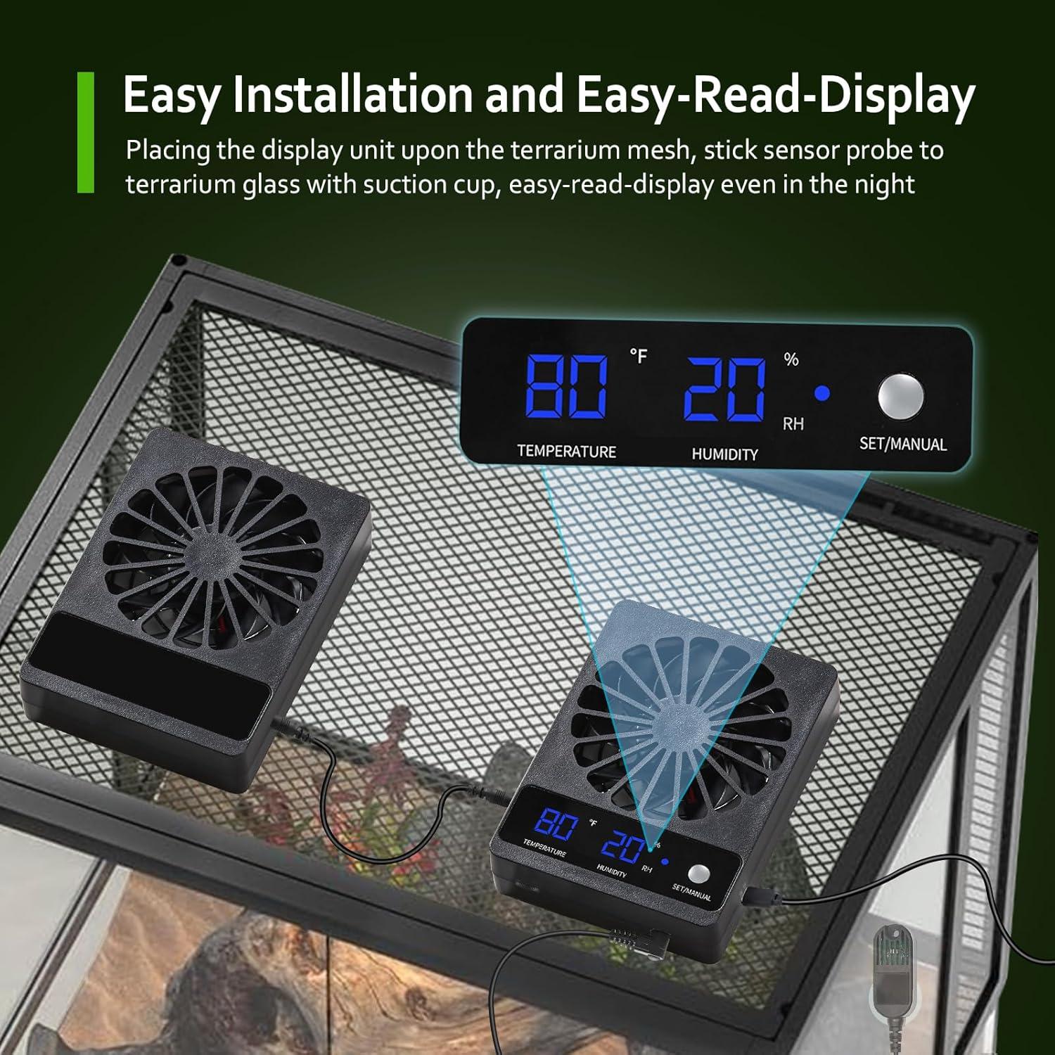 Ventiladores de Reptiles DAOTAILI con Termo-higrómetro 2 PCS