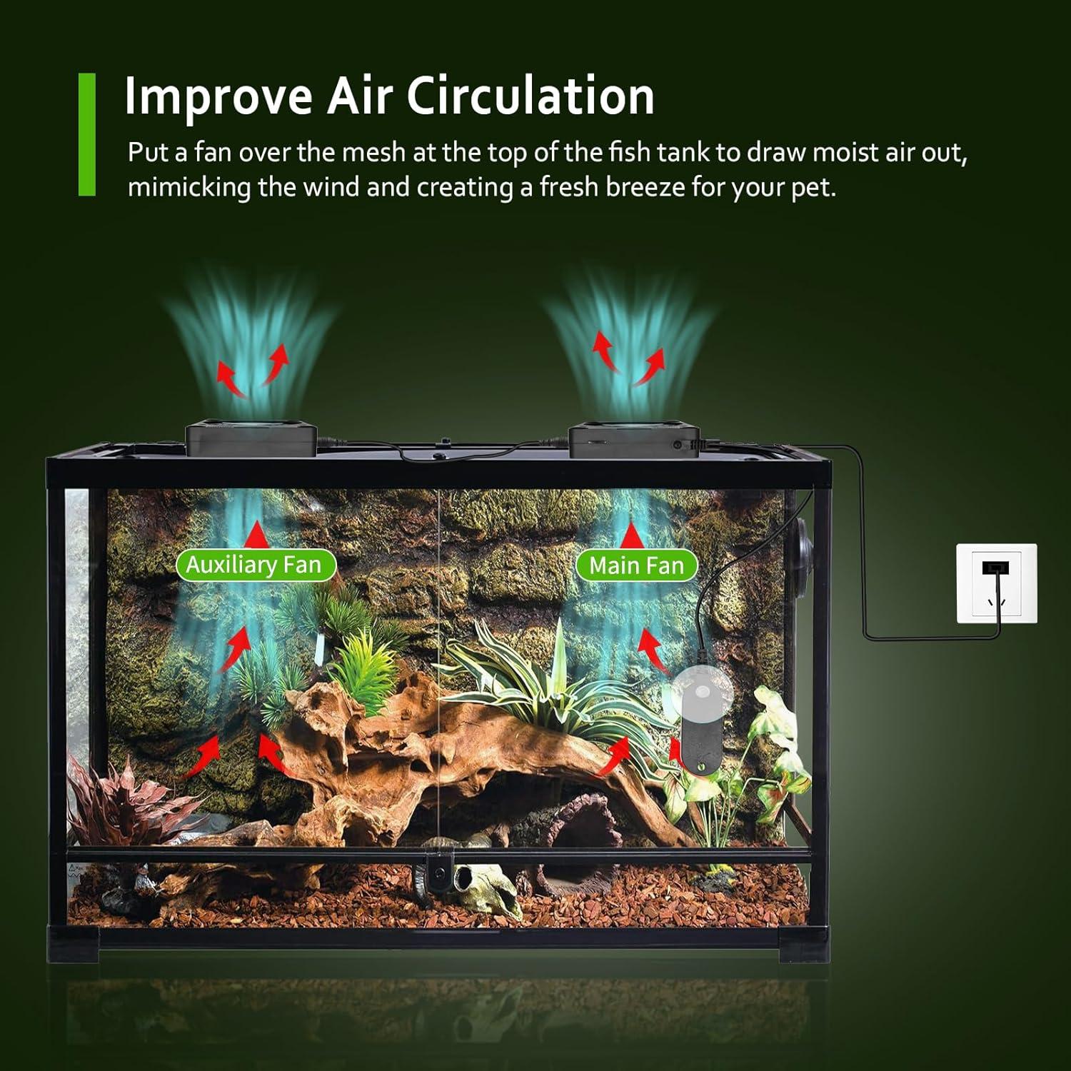 Ventiladores de Reptiles DAOTAILI con Termo-higrómetro 2 PCS