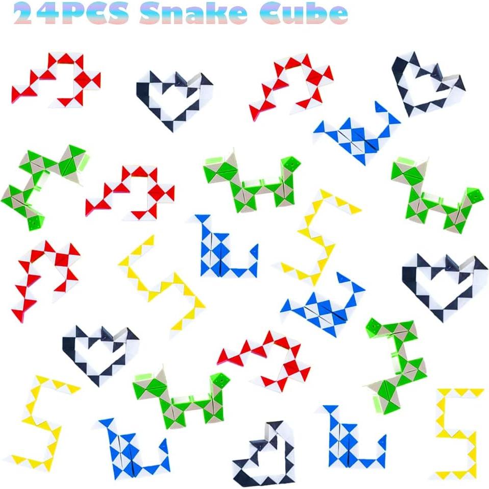 Paquete de 24 Cubos de Serpiente Antiestrés Juguetes Coloridos