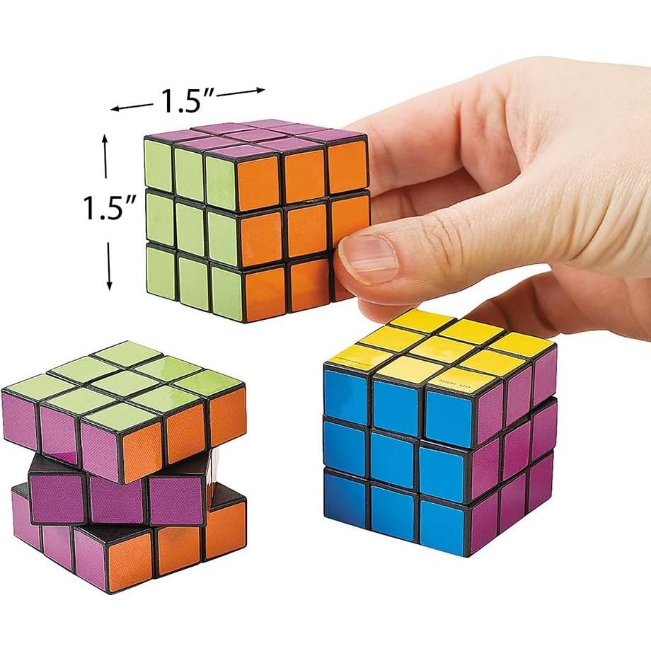 Mini Cubos Mágicos Brillantes - 12 Piezas - Juguete Infantil