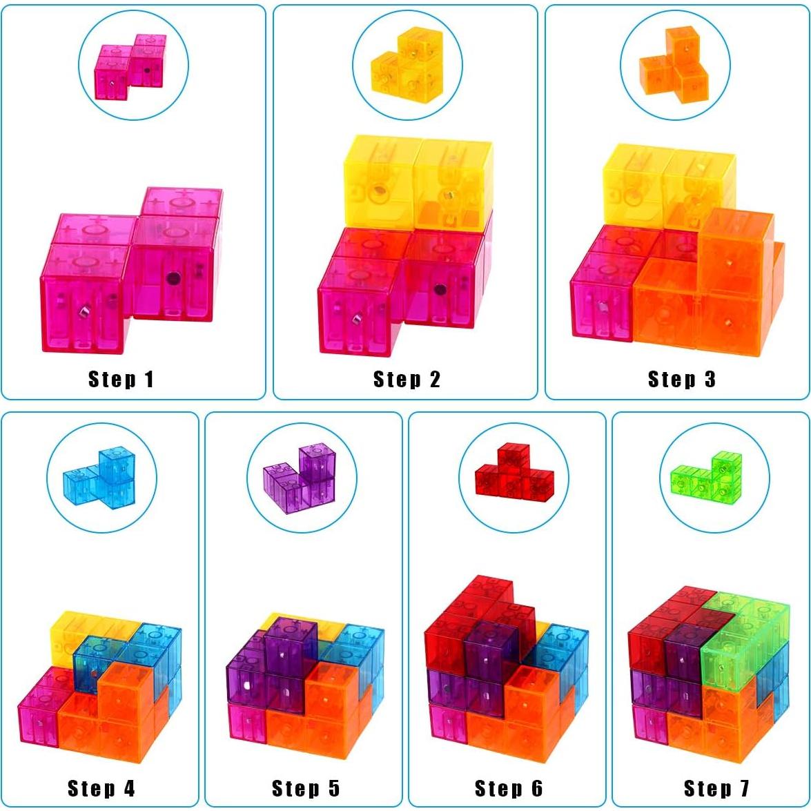 Bloques de Construcción Magnéticos Tofu Cube 3D - Set de 7