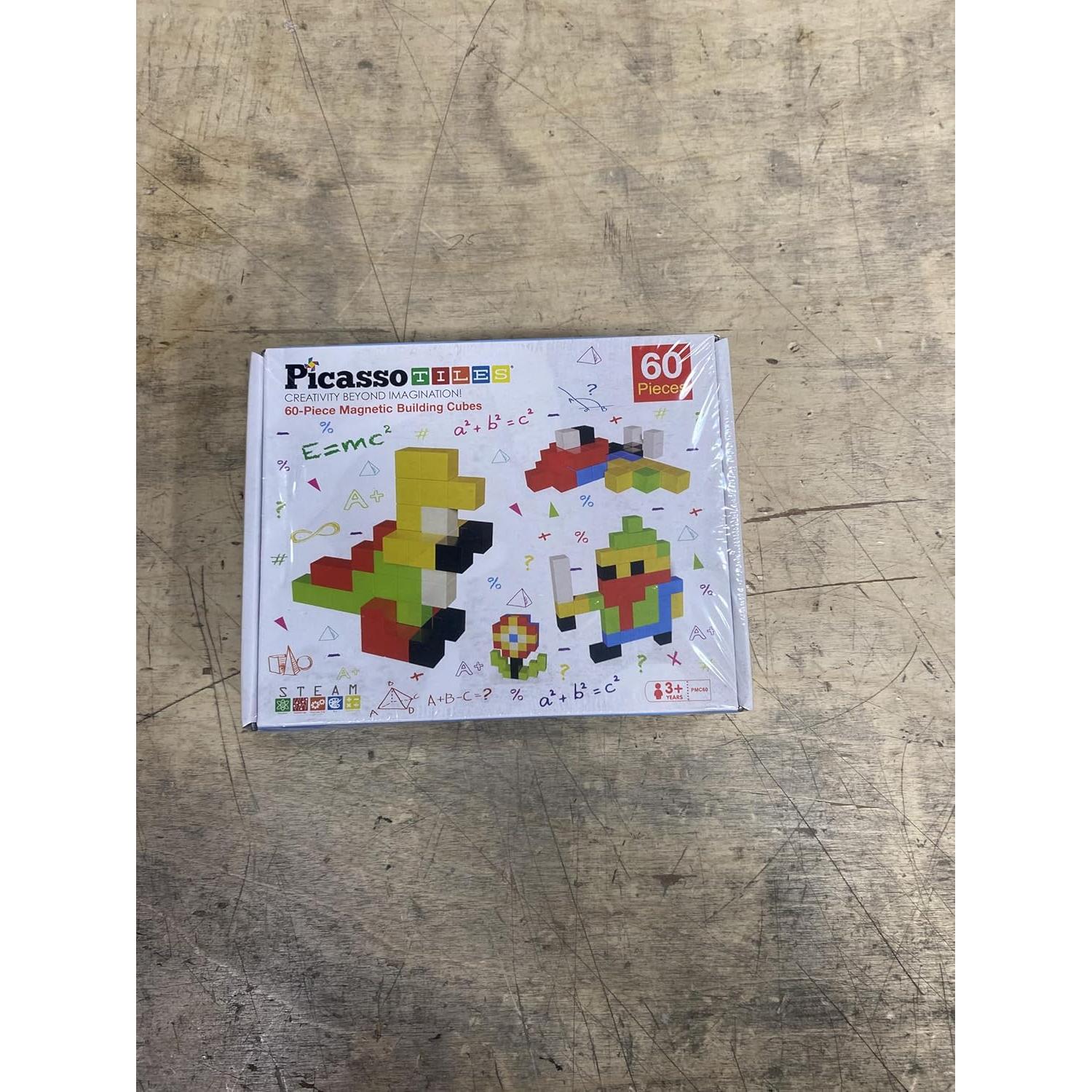 PicassoTiles Set de Cubos Magnéticos 60 Piezas 3D STEM
