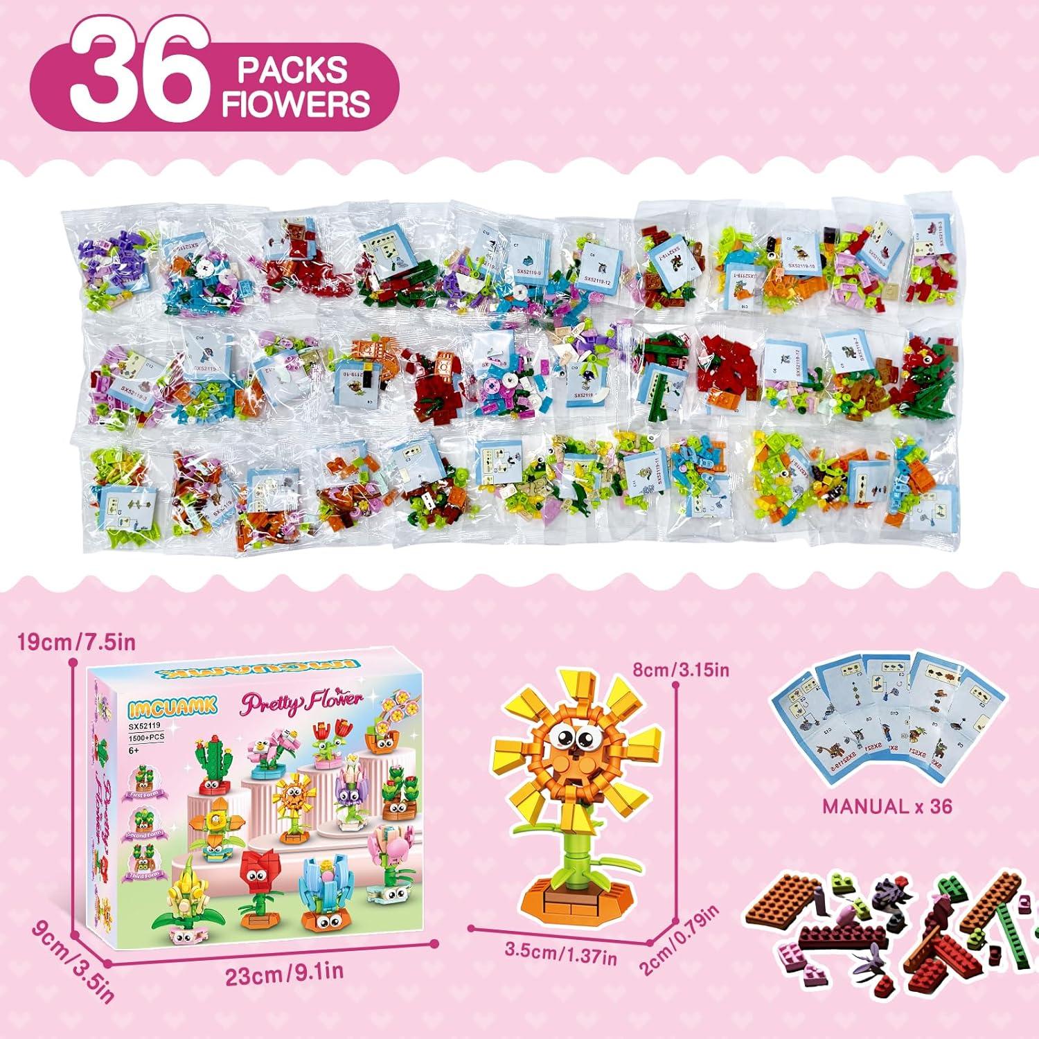 36 Paquetes de Regalos de Construcción de Flores IMCUAMK