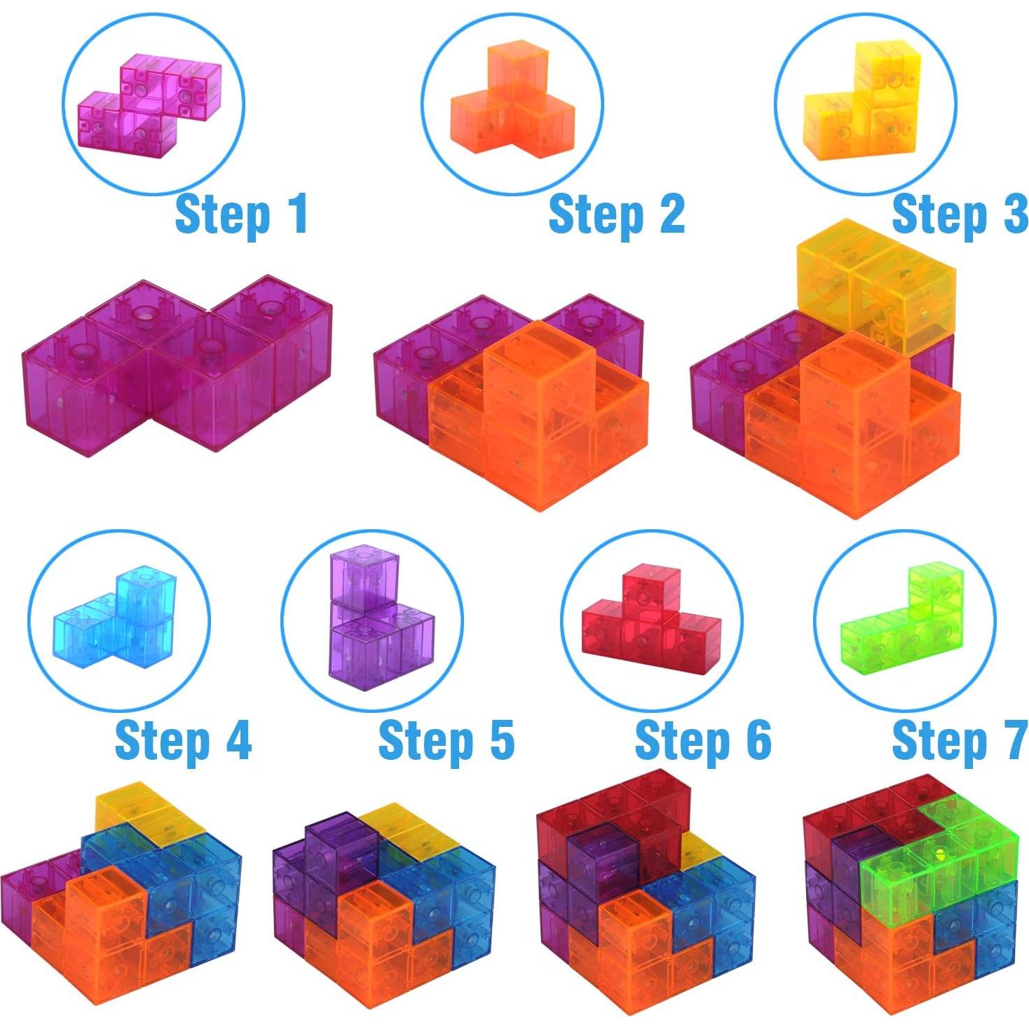 Bloques de Construcción Magnéticos WorWoder 3D Azul - Set de 7