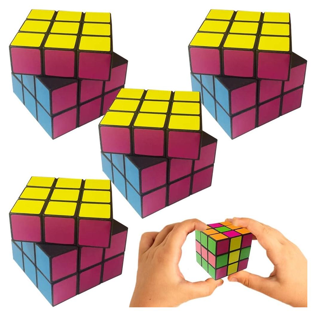 Cubos de Rompecabezas Neón ArtCreativity, Set de 4, 5.72 cm