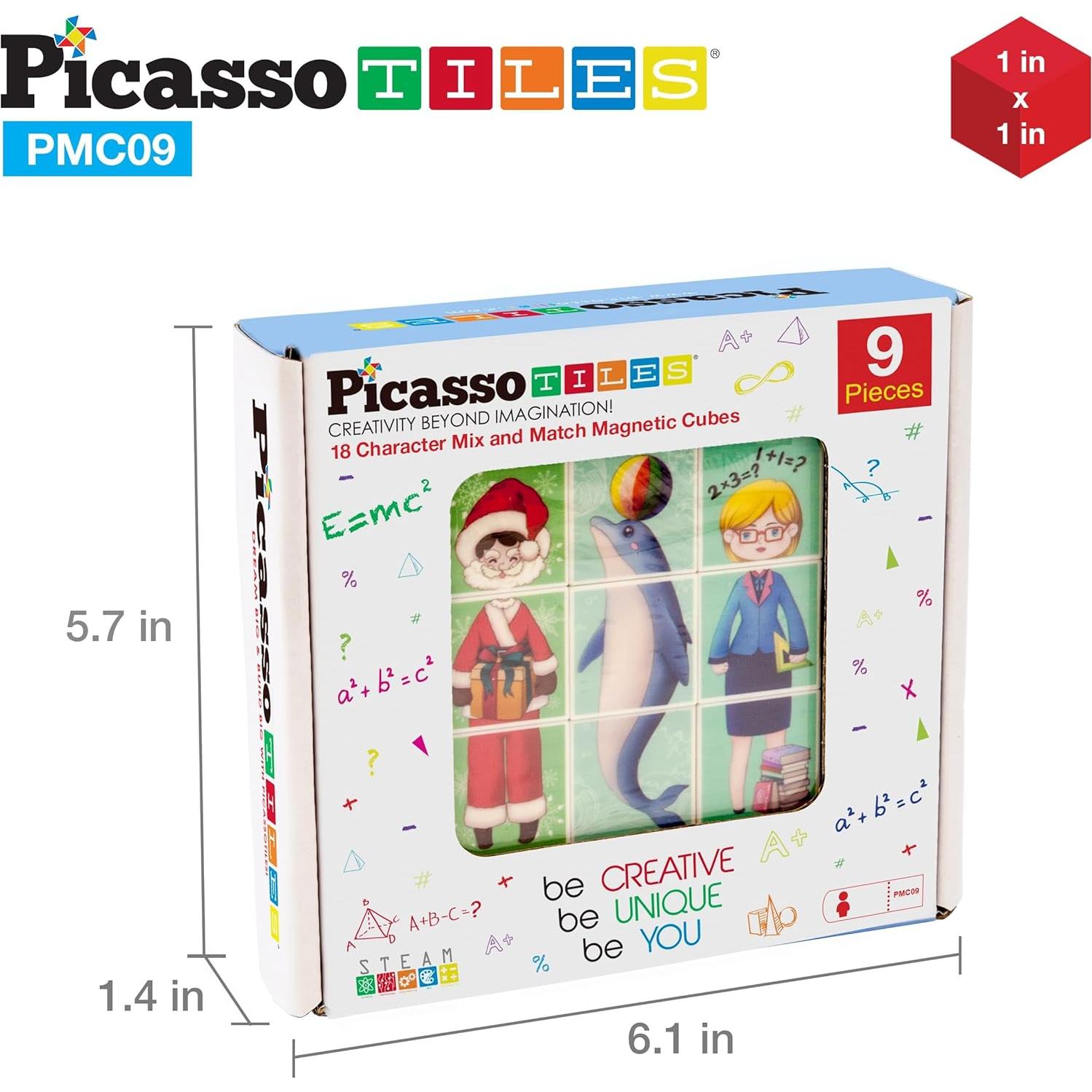 PicassoTiles Cubos Magnéticos de Construcción 9 Piezas PMC09