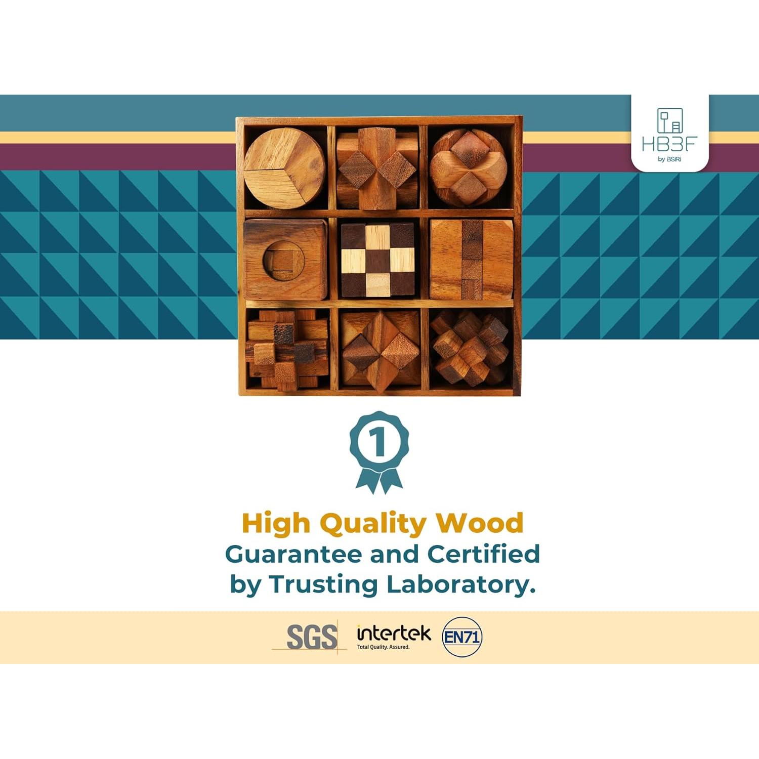 Set de 9 Rompecabezas de Madera BSIRI para Todas las Edades