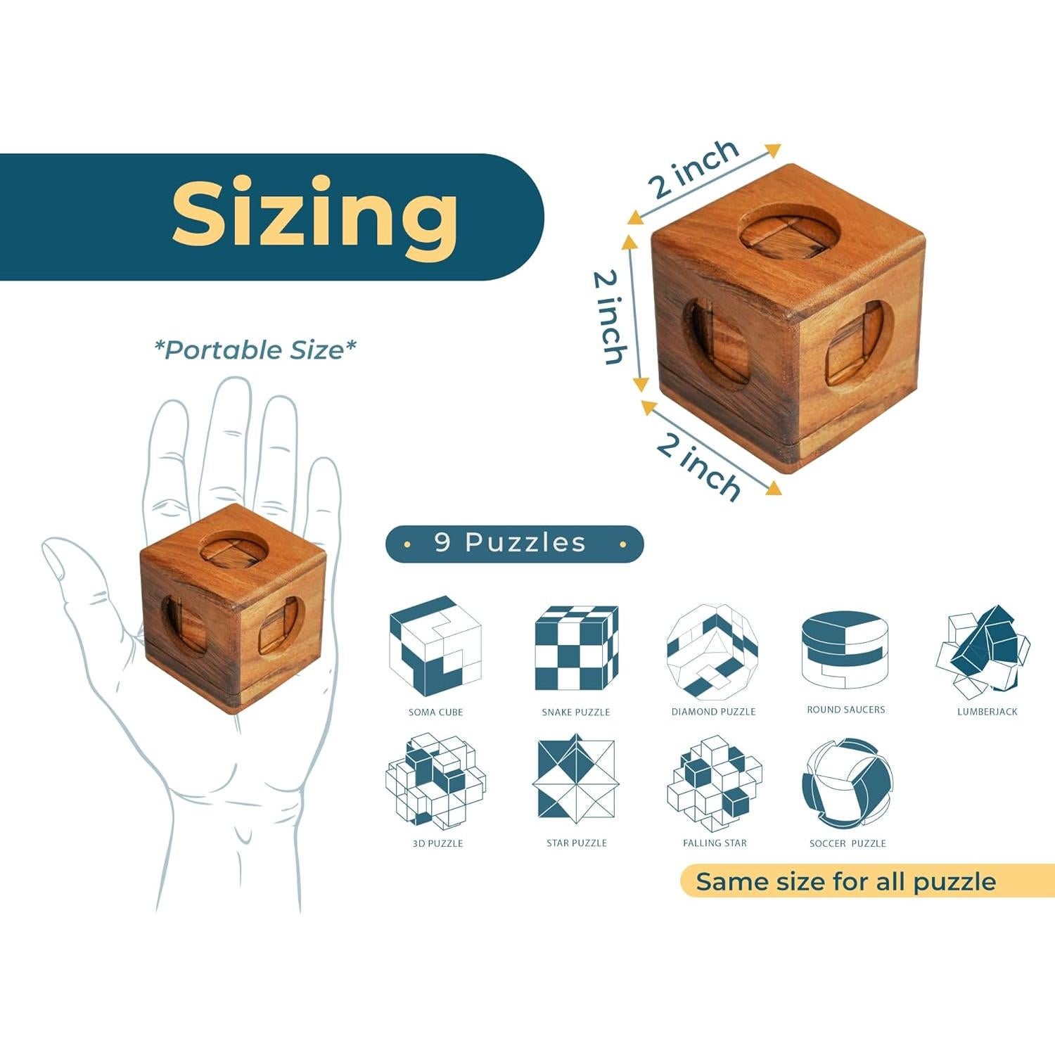 Set de 9 Rompecabezas de Madera BSIRI para Todas las Edades