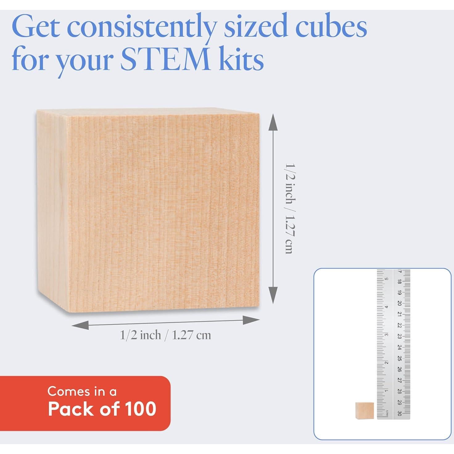 Cubos de Madera DIY Woodpeckers 1.27 cm Paquete de 100 Bloques