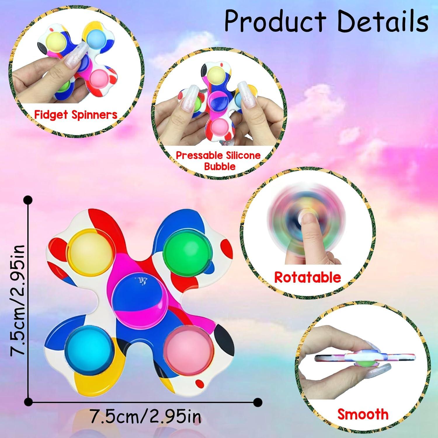 Fidget Spinner Sezua - Paquete de 6 Spinners Alivio Estrés