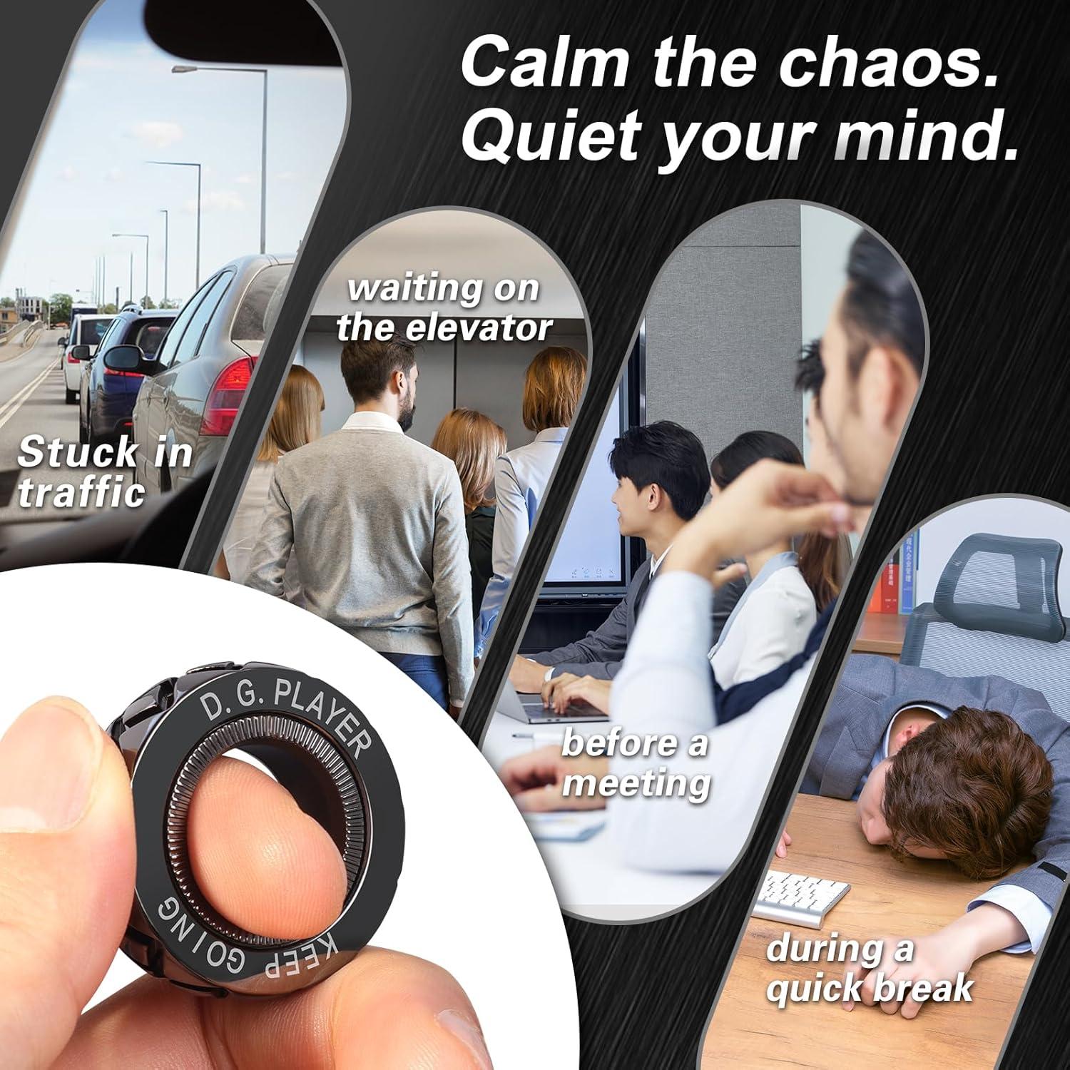 Anillo Giratorio Antiestrés D.G.PLAYER Negro Ajustable 3.5cm