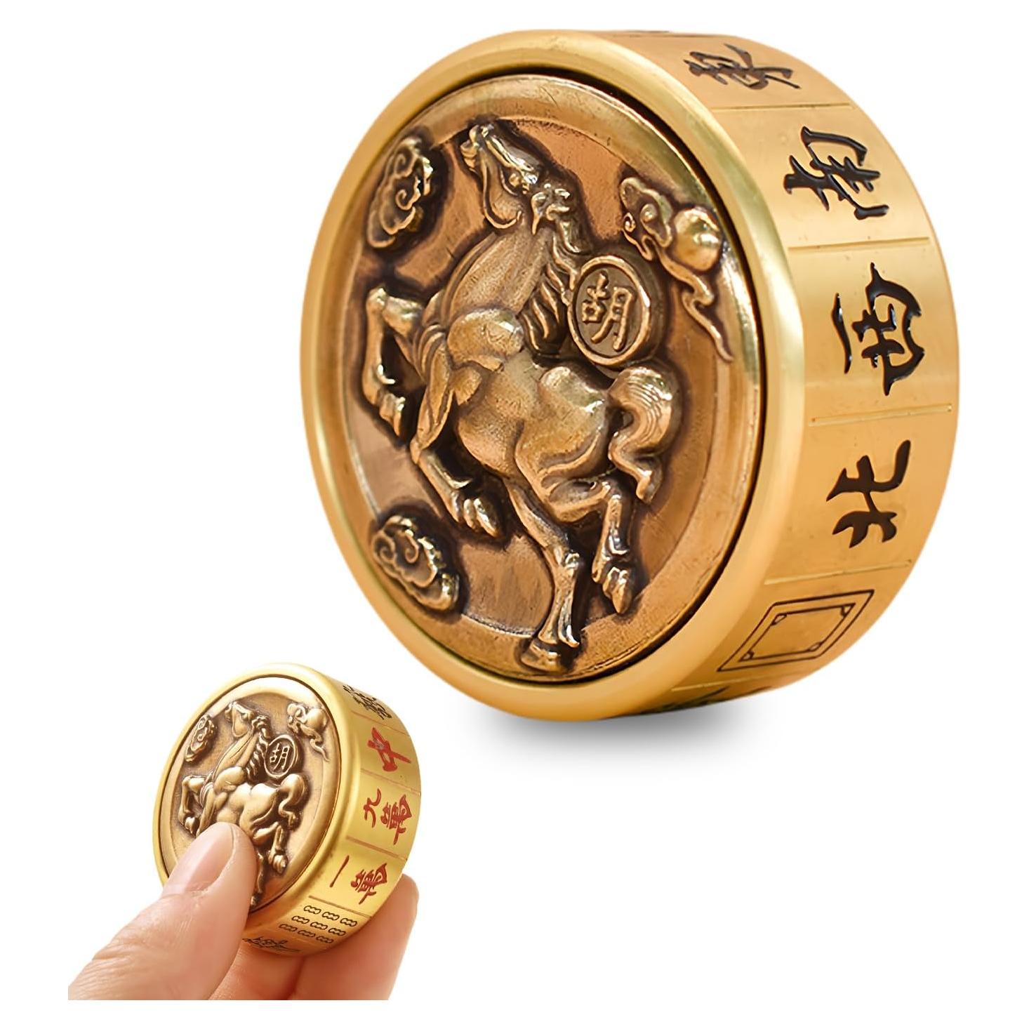 Spinner de Estrés de Latón Mahjong - Juguete de Escritorio
