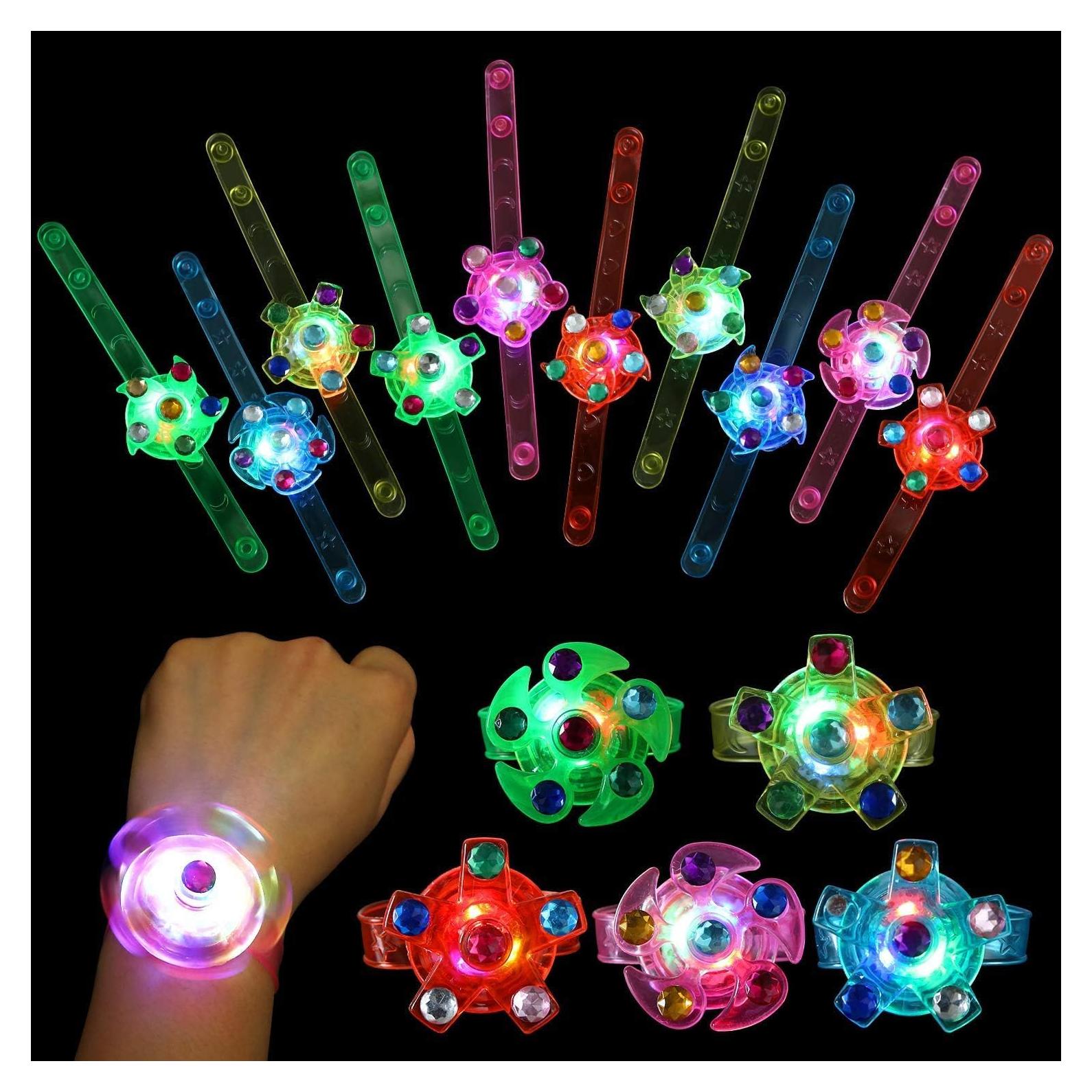 Pulseras Fidget Spinner LED SCIONE 48 Pack Brillantes para Niños