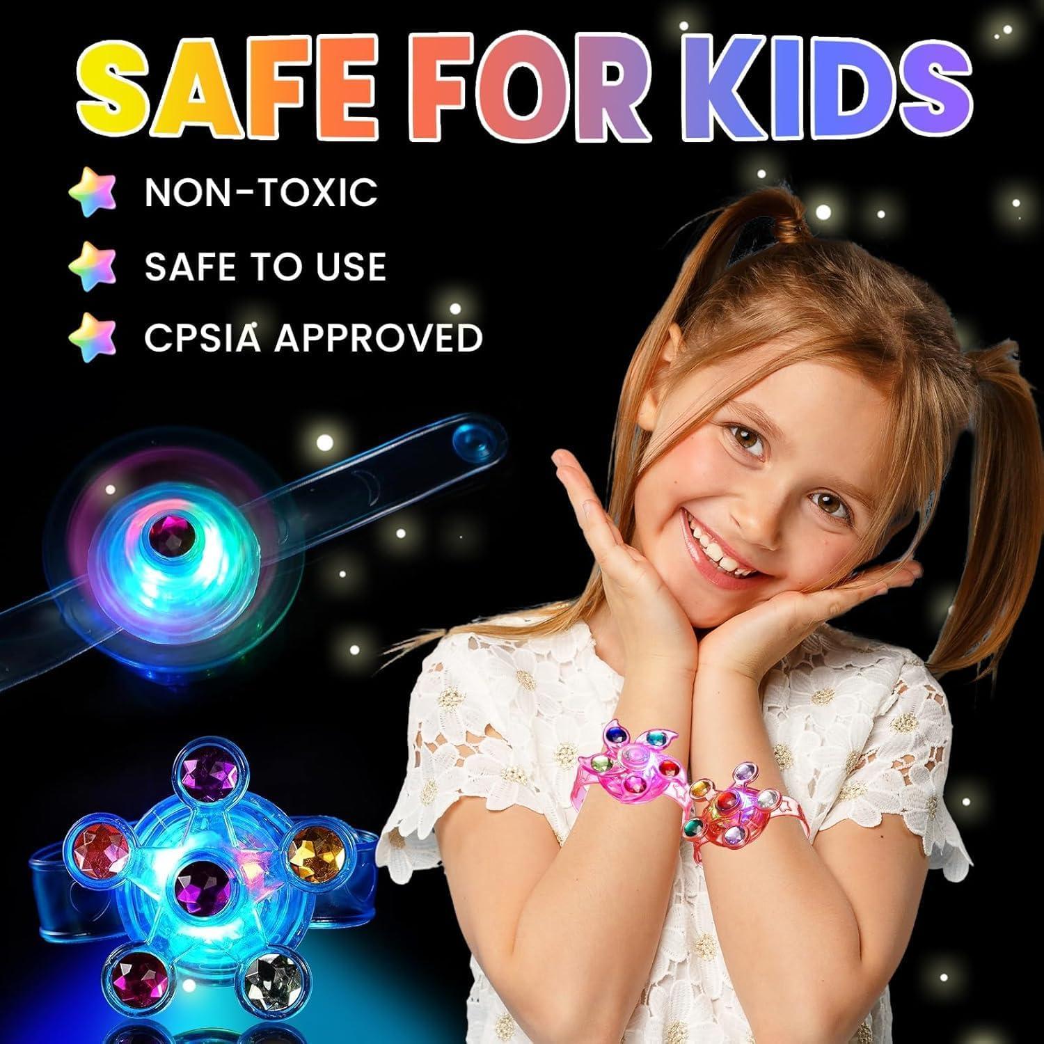 Pulseras Fidget Spinner LED SCIONE 48 Pack Brillantes para Niños