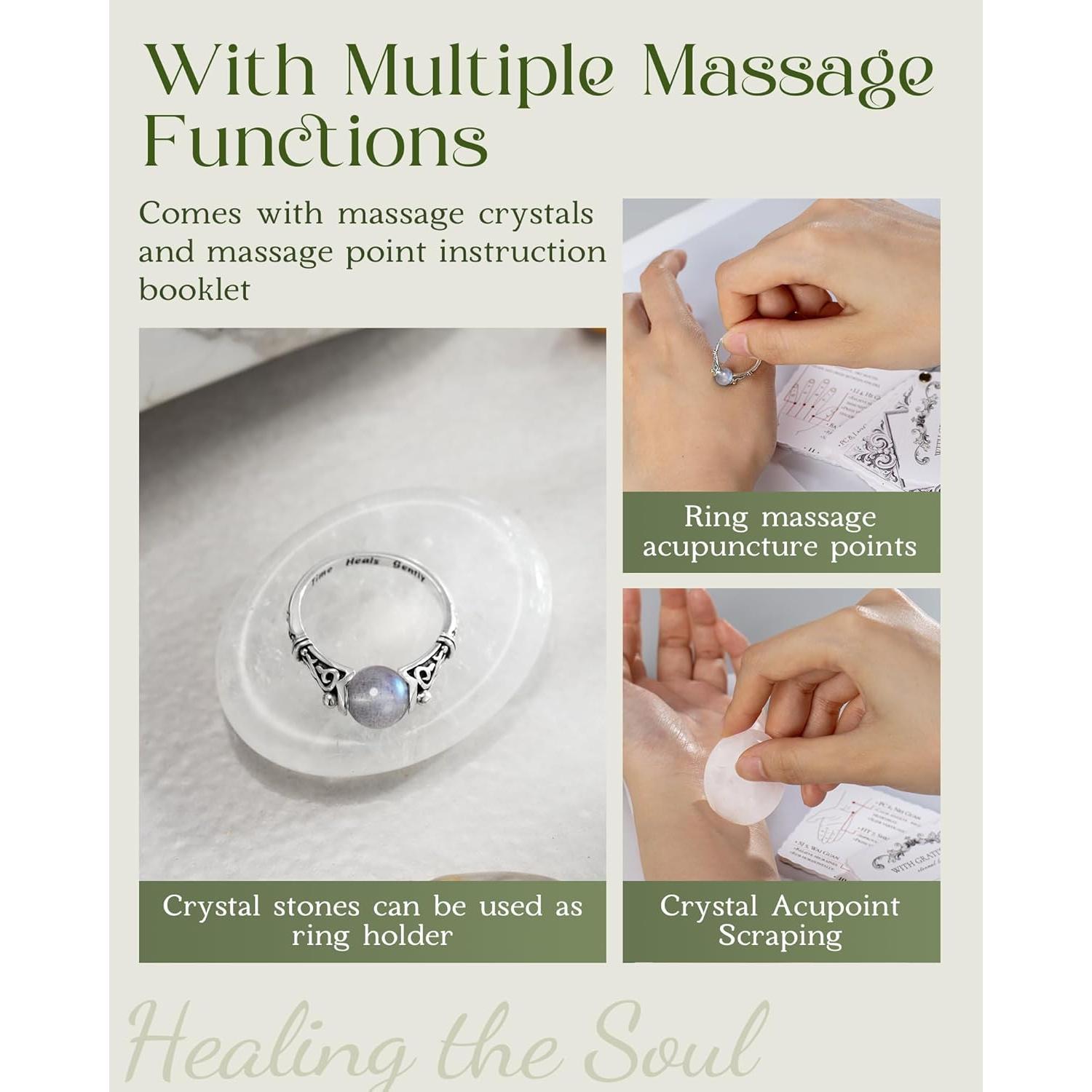 Anillo Fidget de Plata Esterlina 925 con Piedra de Luna - Alivio de Ansiedad