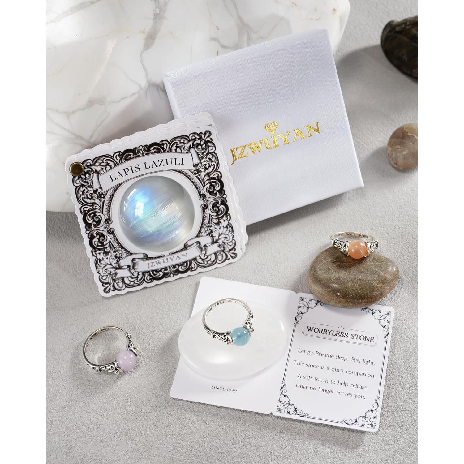 Anillo Fidget de Plata Esterlina 925 con Piedra de Luna - Alivio de Ansiedad