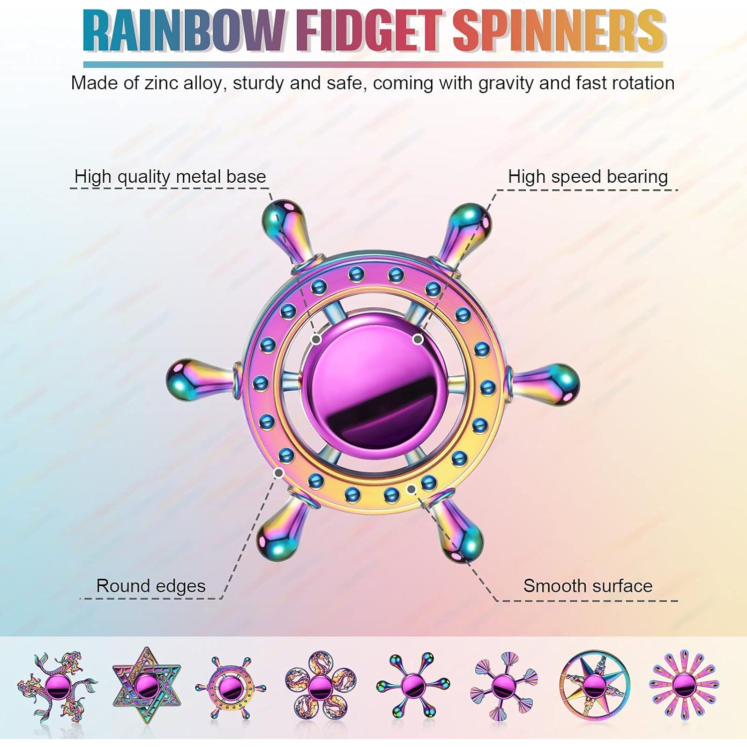 Juego de 8 Spinners Metálicos Arcoíris Lewtemi para Estrés