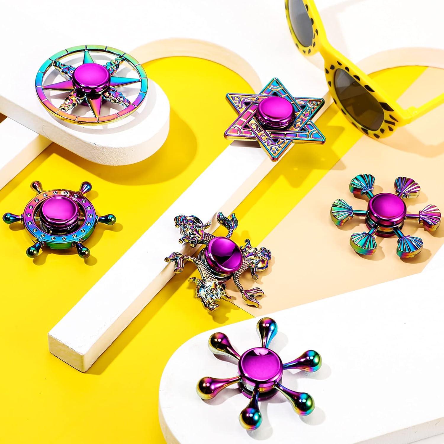 Juego de 8 Spinners Metálicos Arcoíris Lewtemi para Estrés