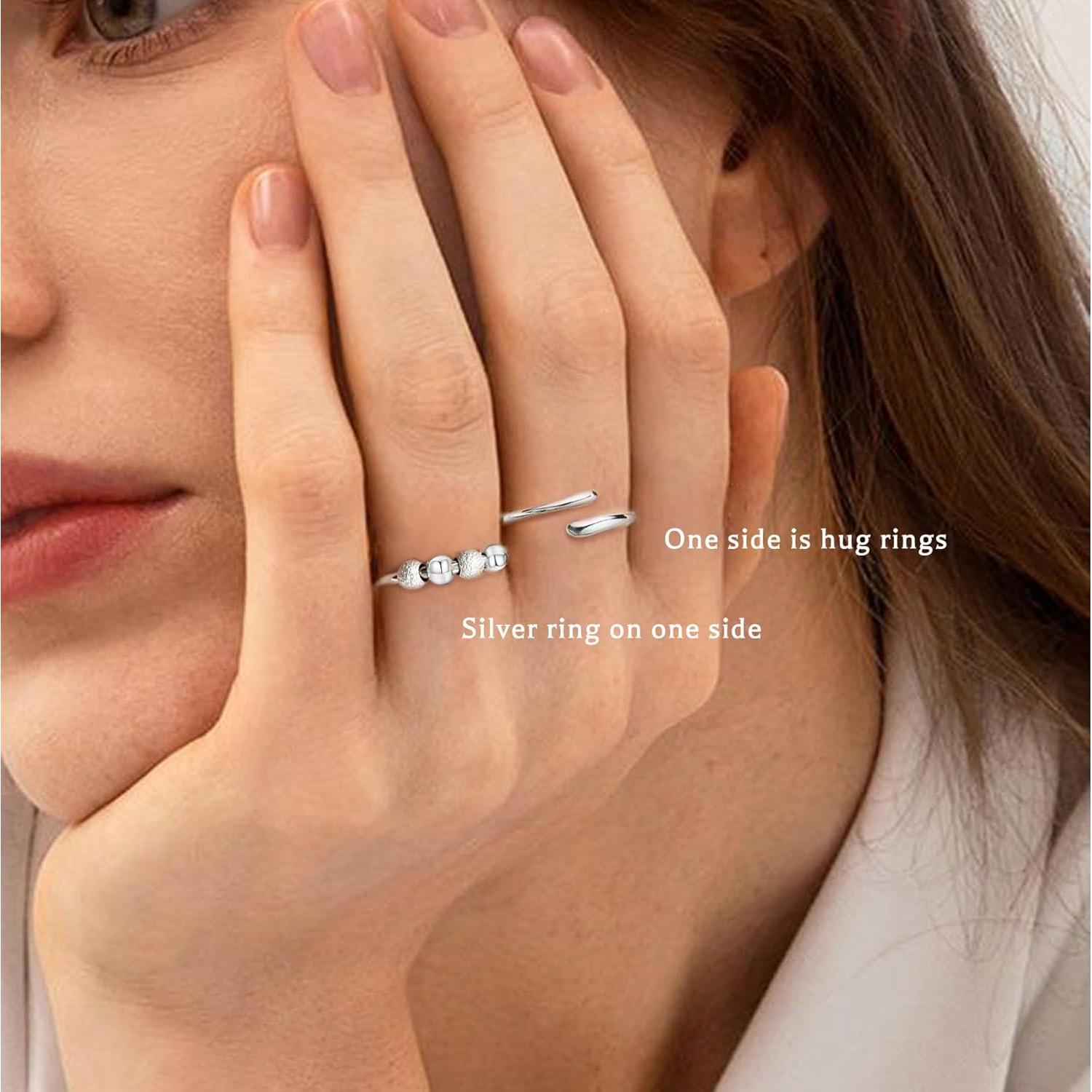 Anillo de Ansiedad Senteria Plata Esterlina Ajustable con Perlas