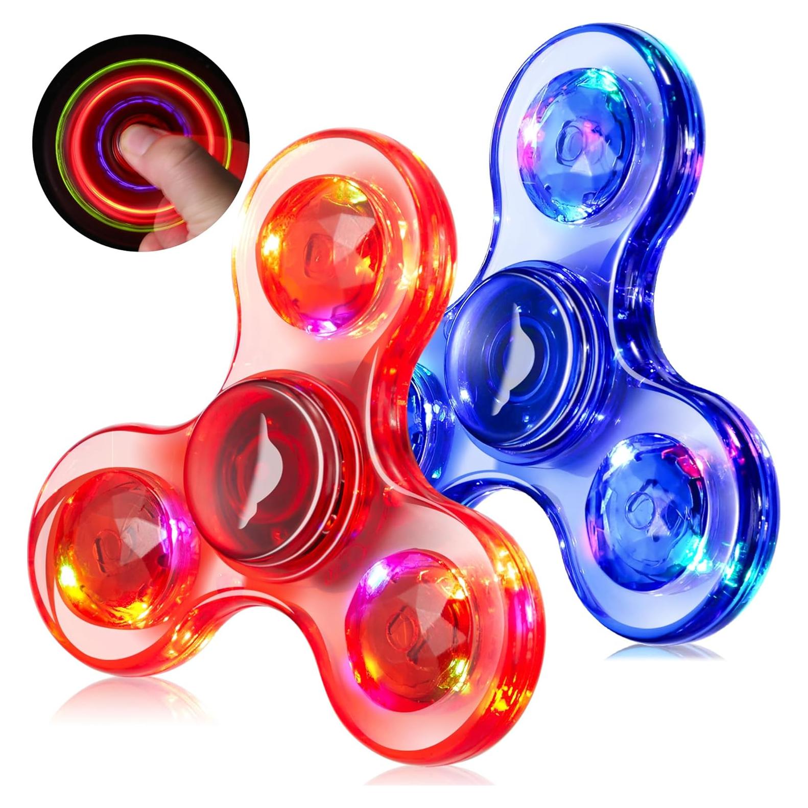 Fidget Spinner LED WELLVO Azul y Rojo - Juguete Antiestrés
