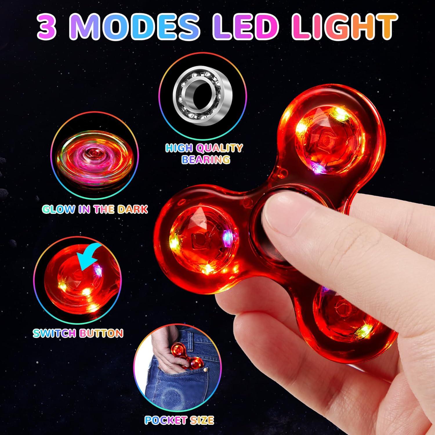 Fidget Spinner LED WELLVO Azul y Rojo - Juguete Antiestrés
