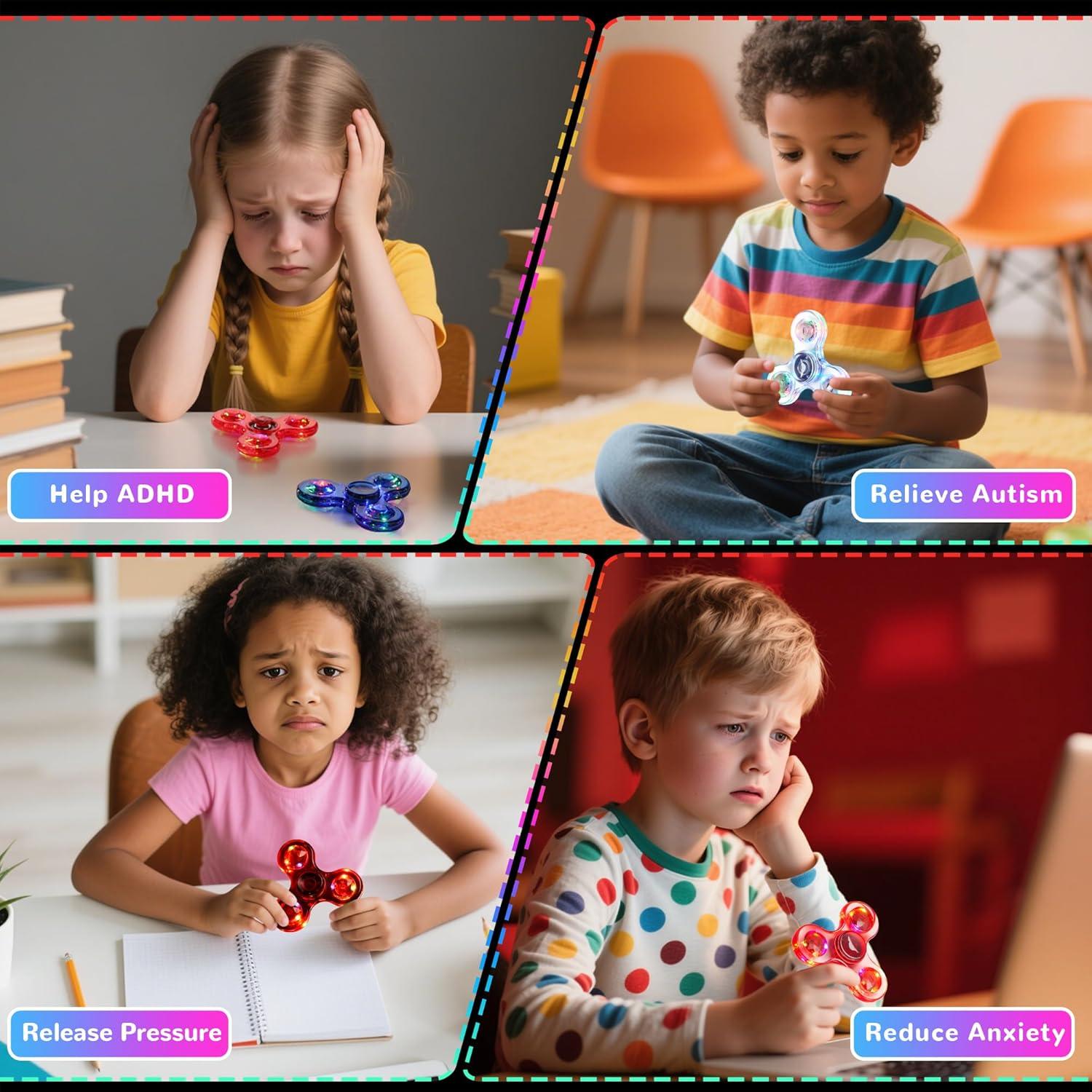 Fidget Spinner LED WELLVO Azul y Rojo - Juguete Antiestrés