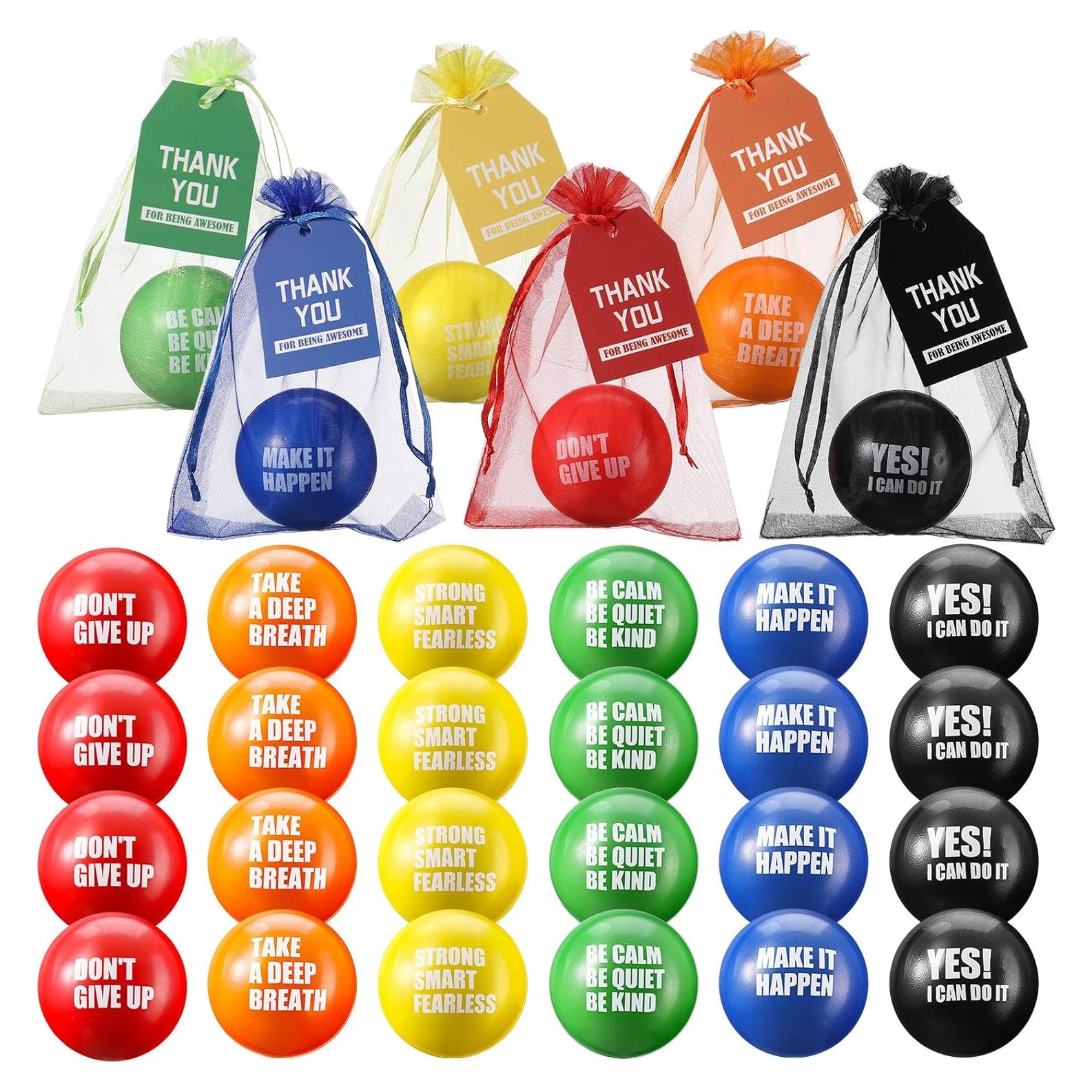Conjunto de Regalos de Apreciación Lenwen 72 Pcs con Pelotas de Estrés Motivacionales 6.35 cm