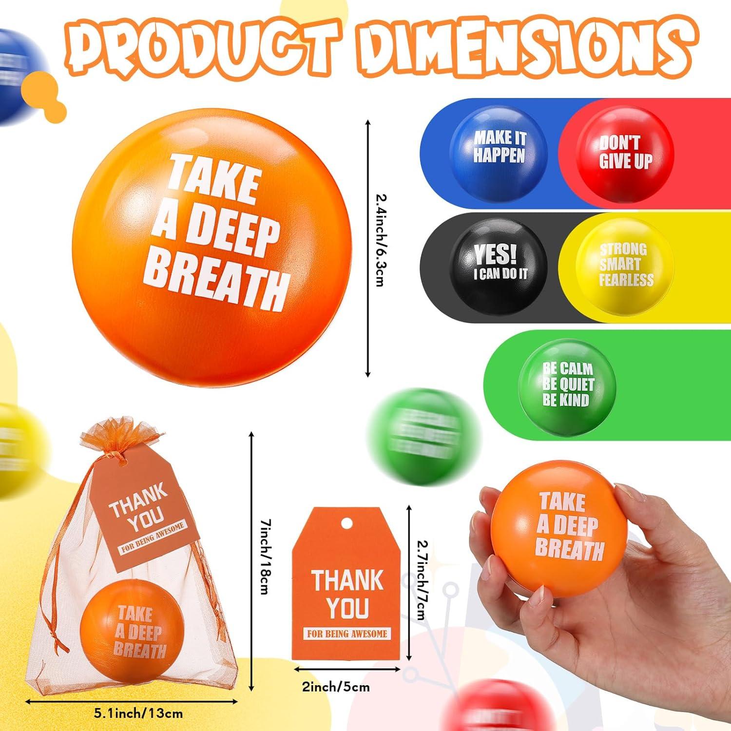 Conjunto de Regalos de Apreciación Lenwen 72 Pcs con Pelotas de Estrés Motivacionales 6.35 cm