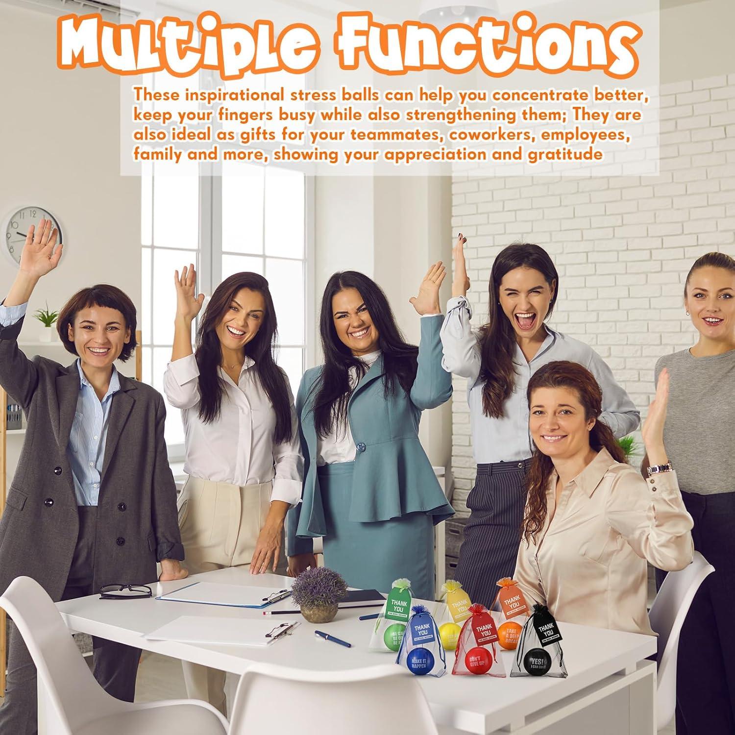 Conjunto de Regalos de Apreciación Lenwen 72 Pcs con Pelotas de Estrés Motivacionales 6.35 cm