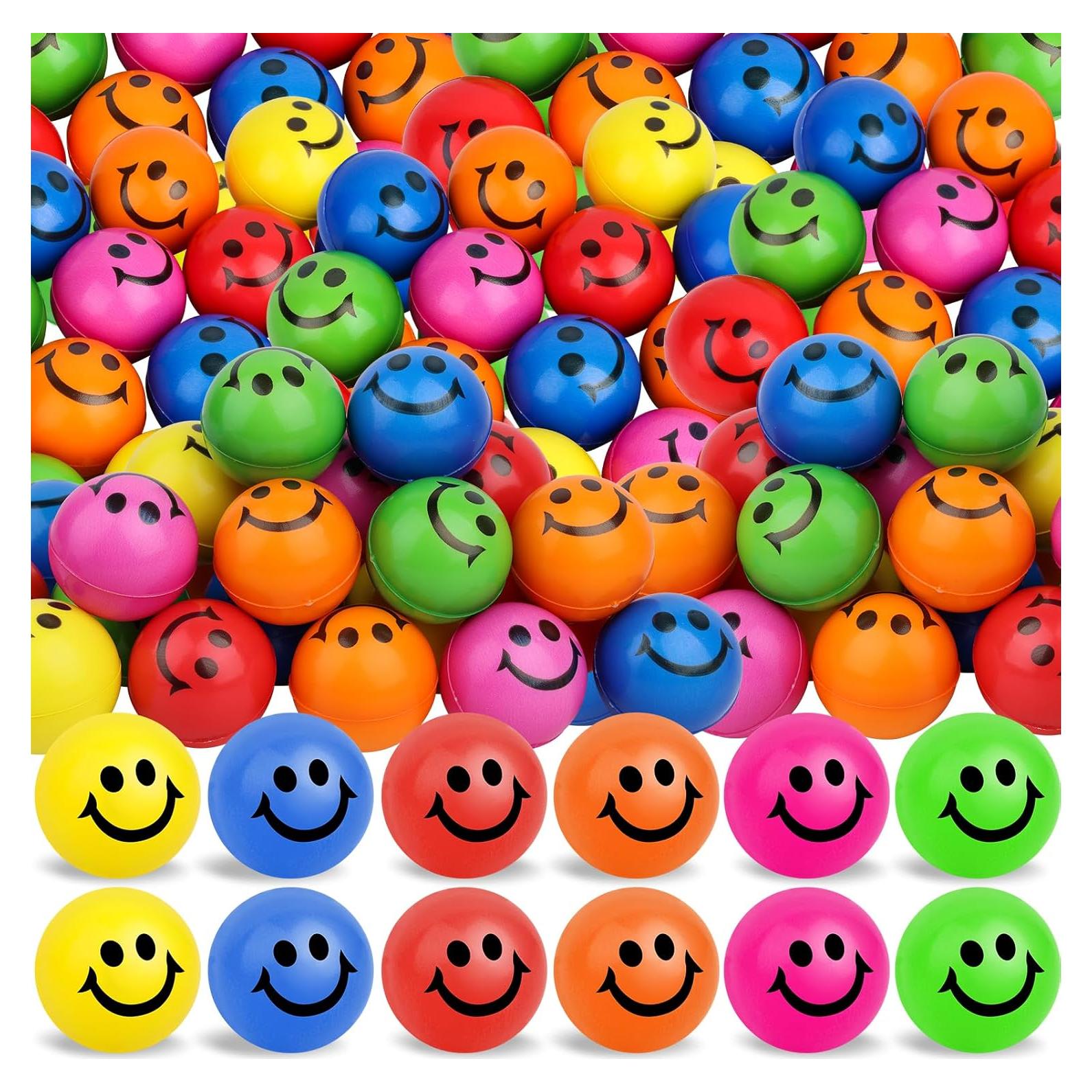 Paquete de 96 pelotas antiestrés cara sonriente 5 cm Oleitodh