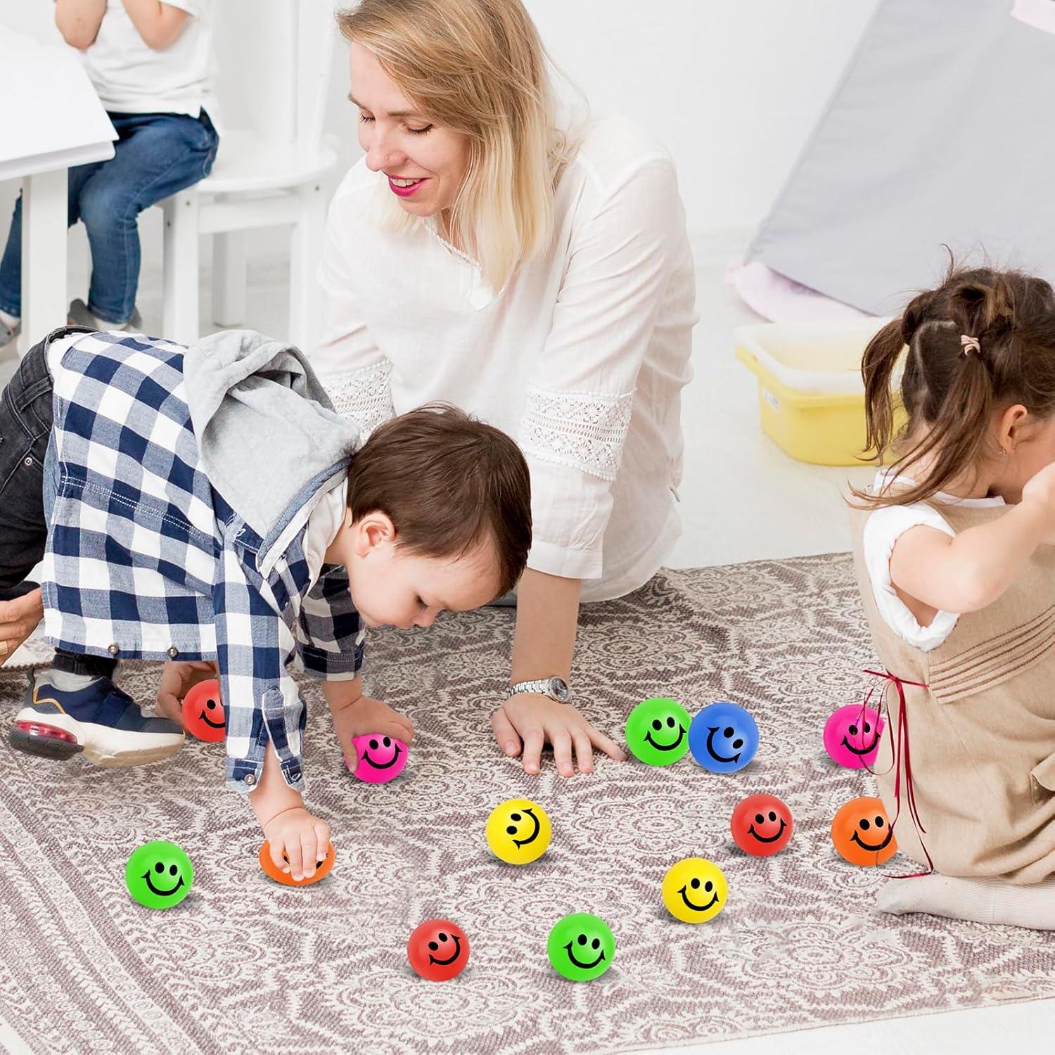 Paquete de 96 pelotas antiestrés cara sonriente 5 cm Oleitodh