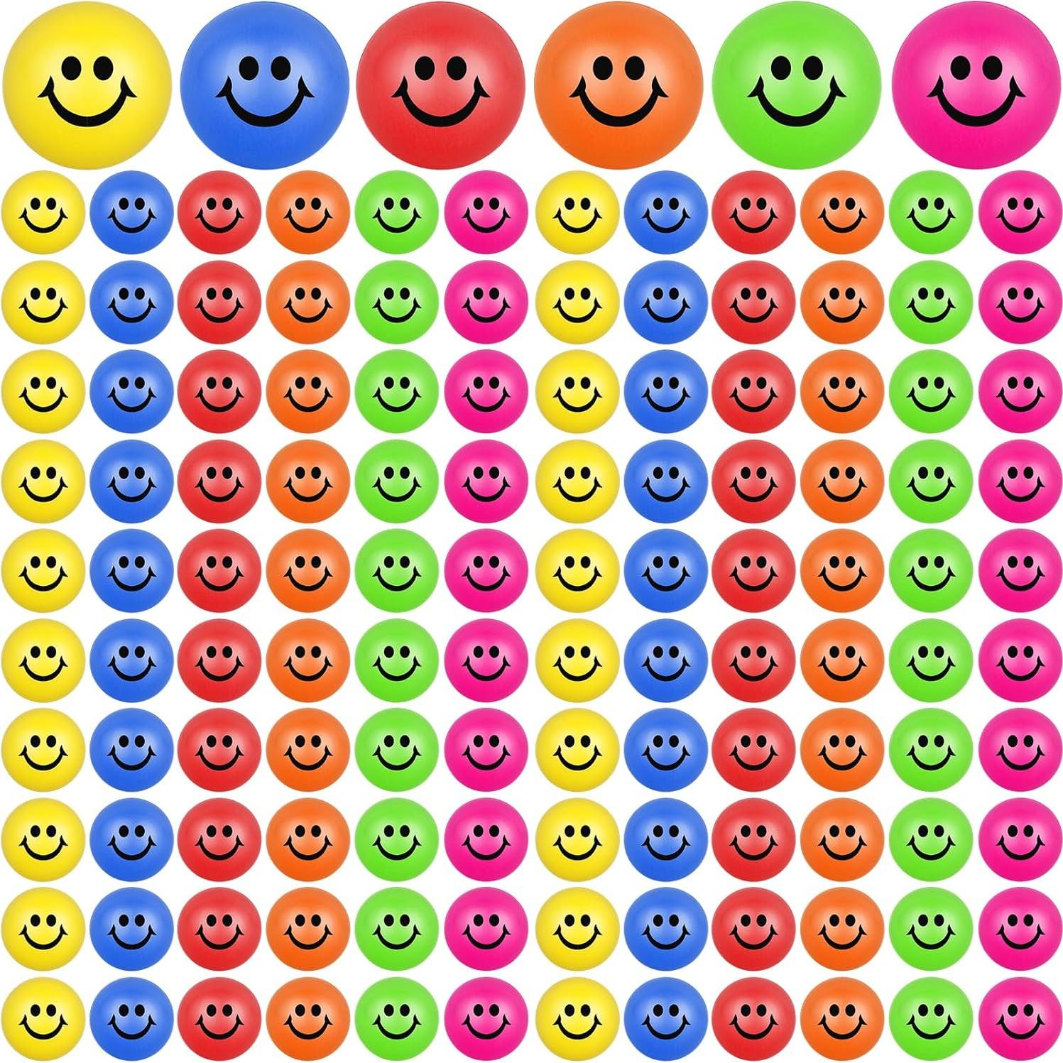 Paquete de 96 pelotas antiestrés cara sonriente 5 cm Oleitodh