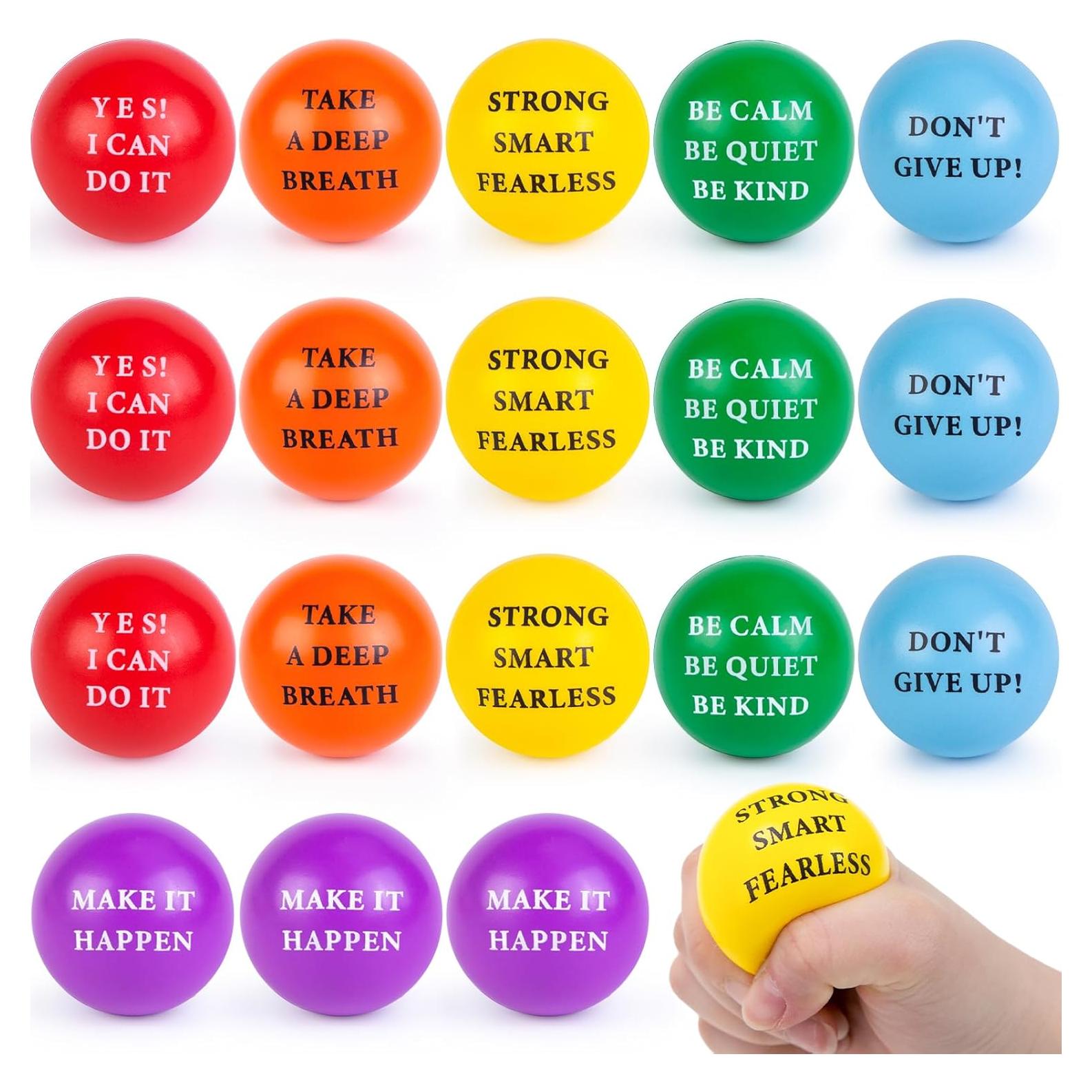 LovesTown 18PCS Pelotas de Alivio de Estrés Motivacionales 5.08cm