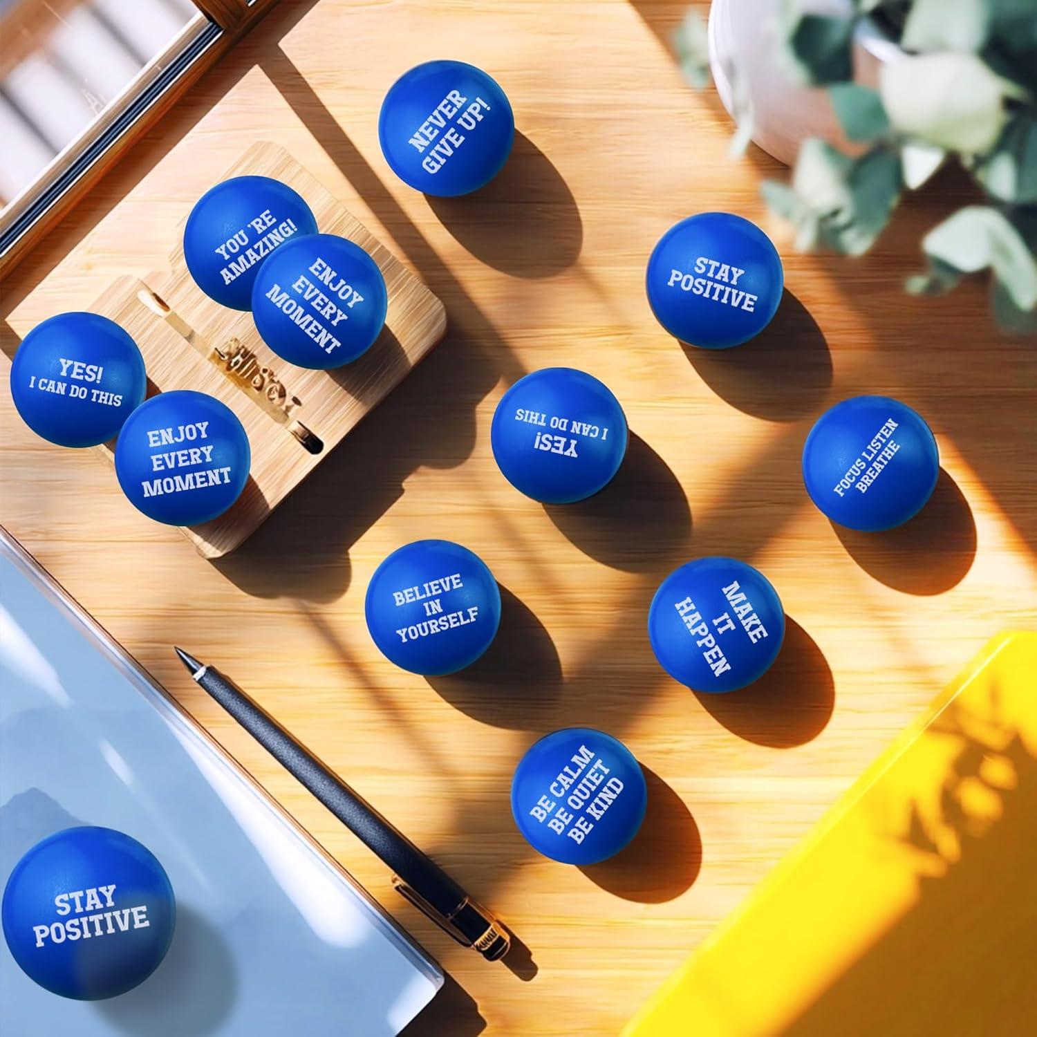 40PCS Foam Motivational Stress Relief Ball with Motivational Language (Blue, Round)