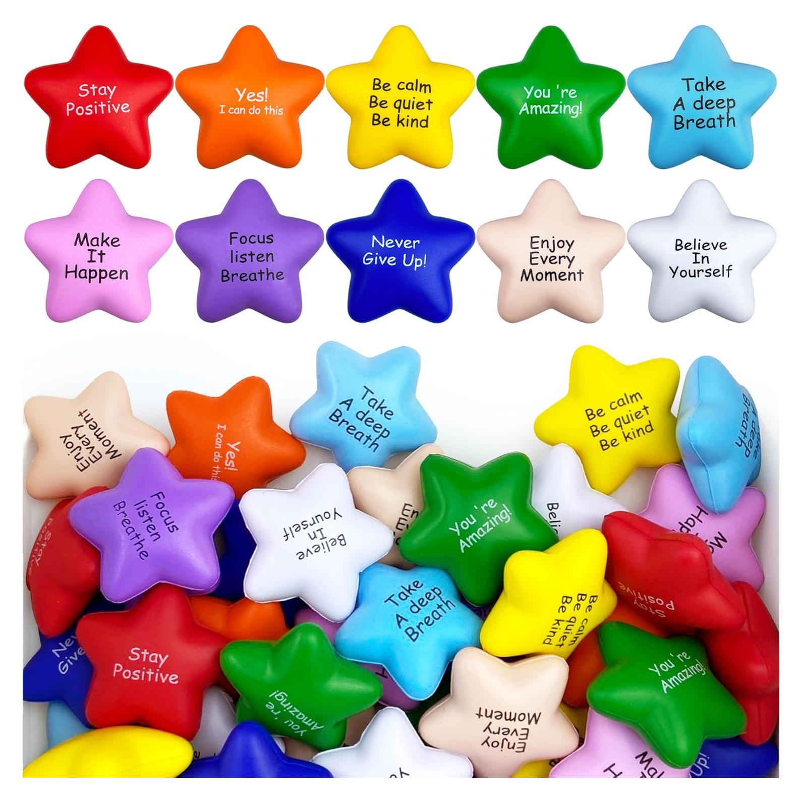 40 Bolas de Estrés Motivacionales Estrella XIPEGPA Coloridas