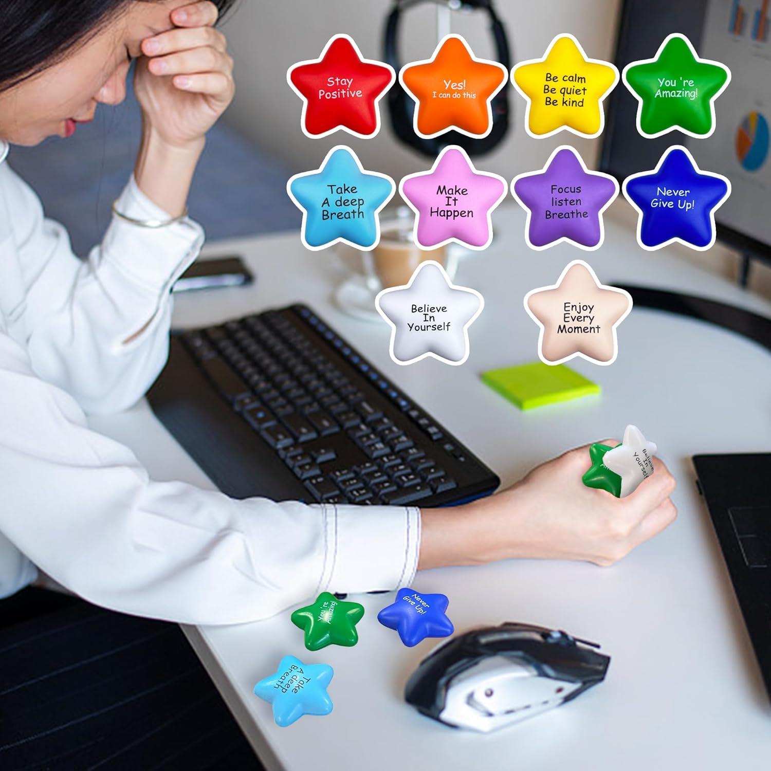 40 Bolas de Estrés Motivacionales Estrella XIPEGPA Coloridas