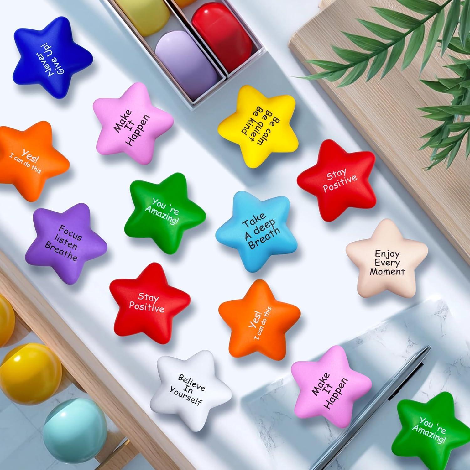 40 Bolas de Estrés Motivacionales Estrella XIPEGPA Coloridas