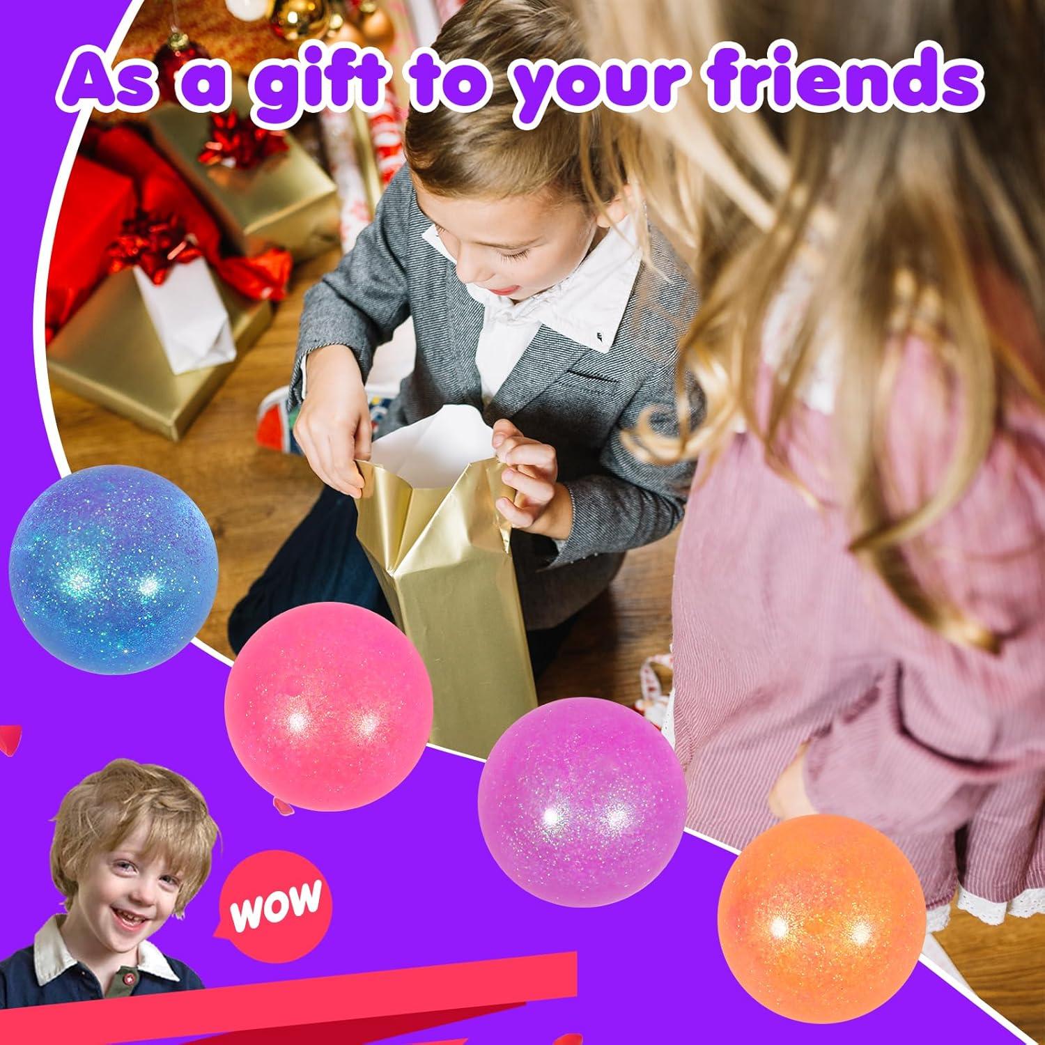 3 Bolas Antiestrés Rellenas de Brillo 6.35 cm para Niños y Adultos