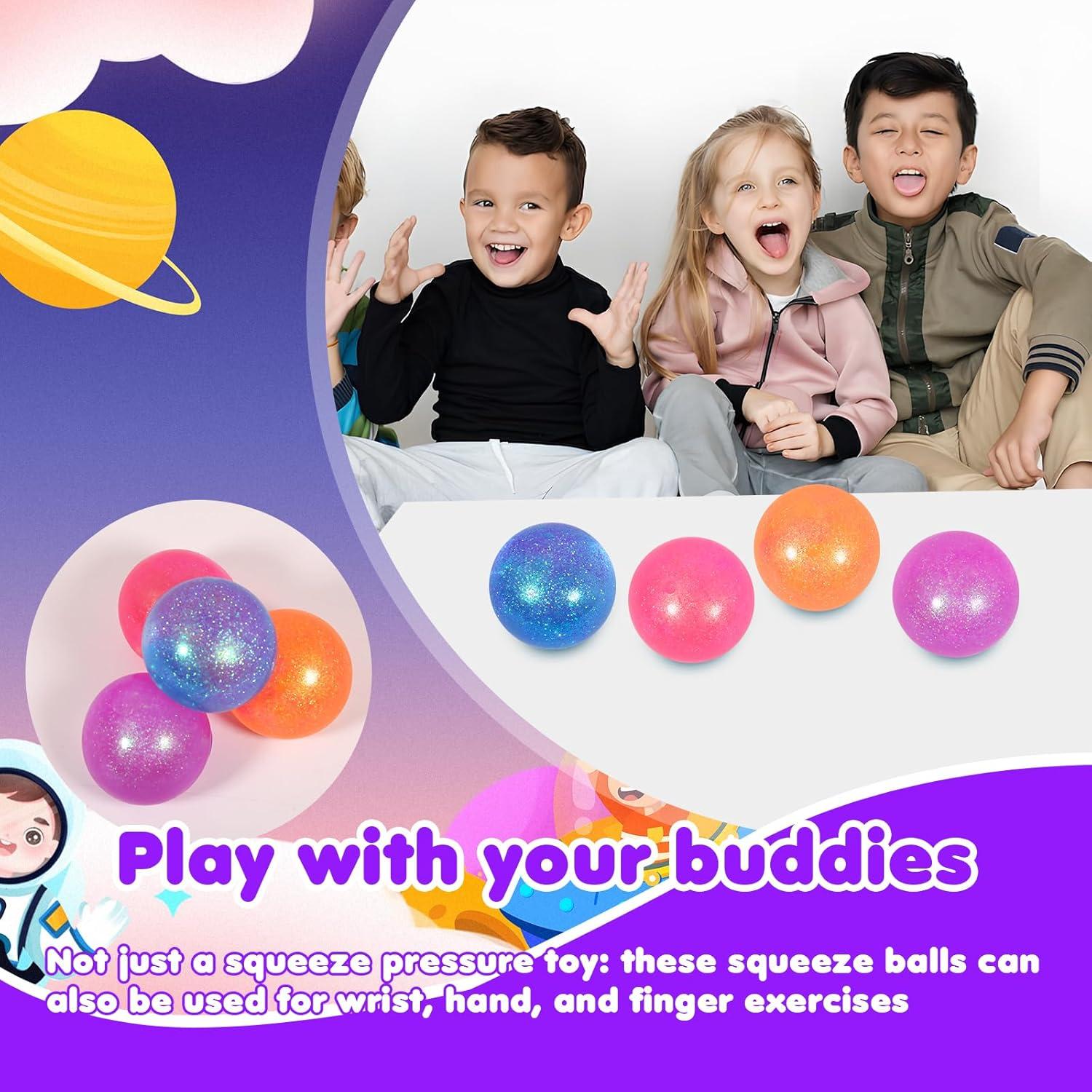 3 Bolas Antiestrés Rellenas de Brillo 6.35 cm para Niños y Adultos