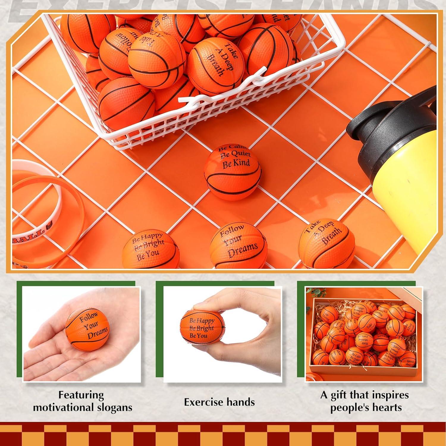 30 Mini Balones Antiestrés de Baloncesto Blulu con Citas Motivacionales