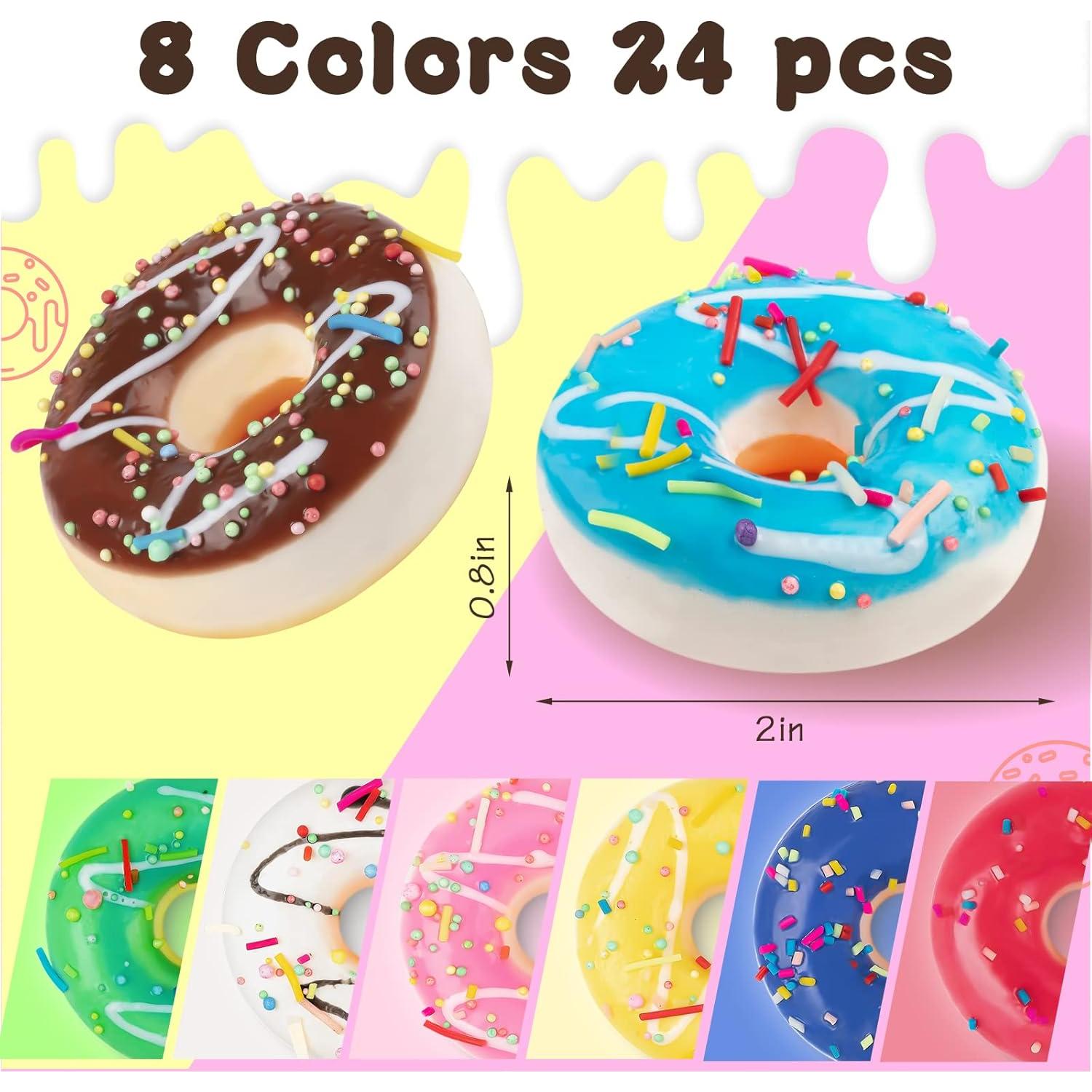 24 Piezas Mini Donuts de Estrés Coloridos - Alivio de Estrés