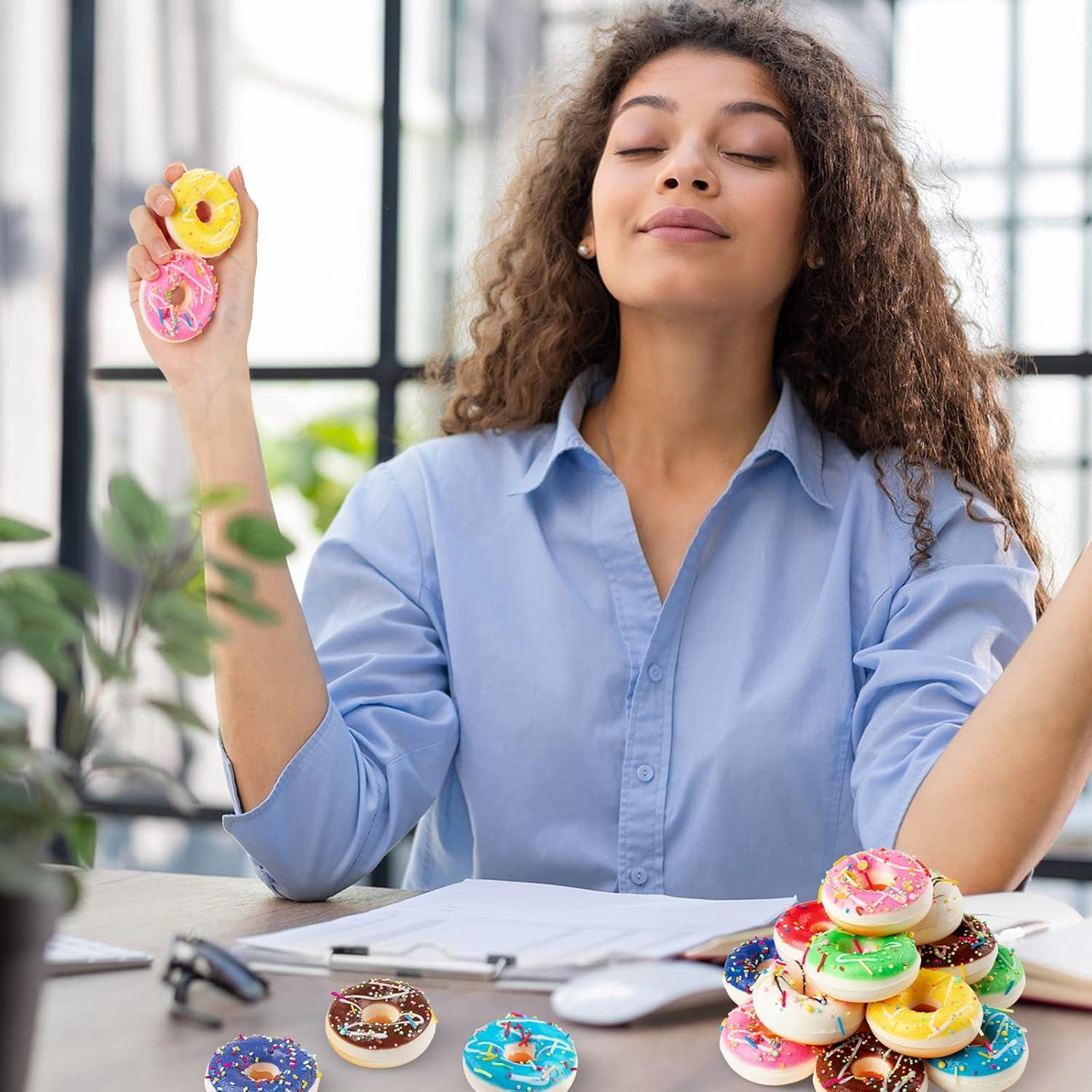 24 Piezas Mini Donuts de Estrés Coloridos - Alivio de Estrés
