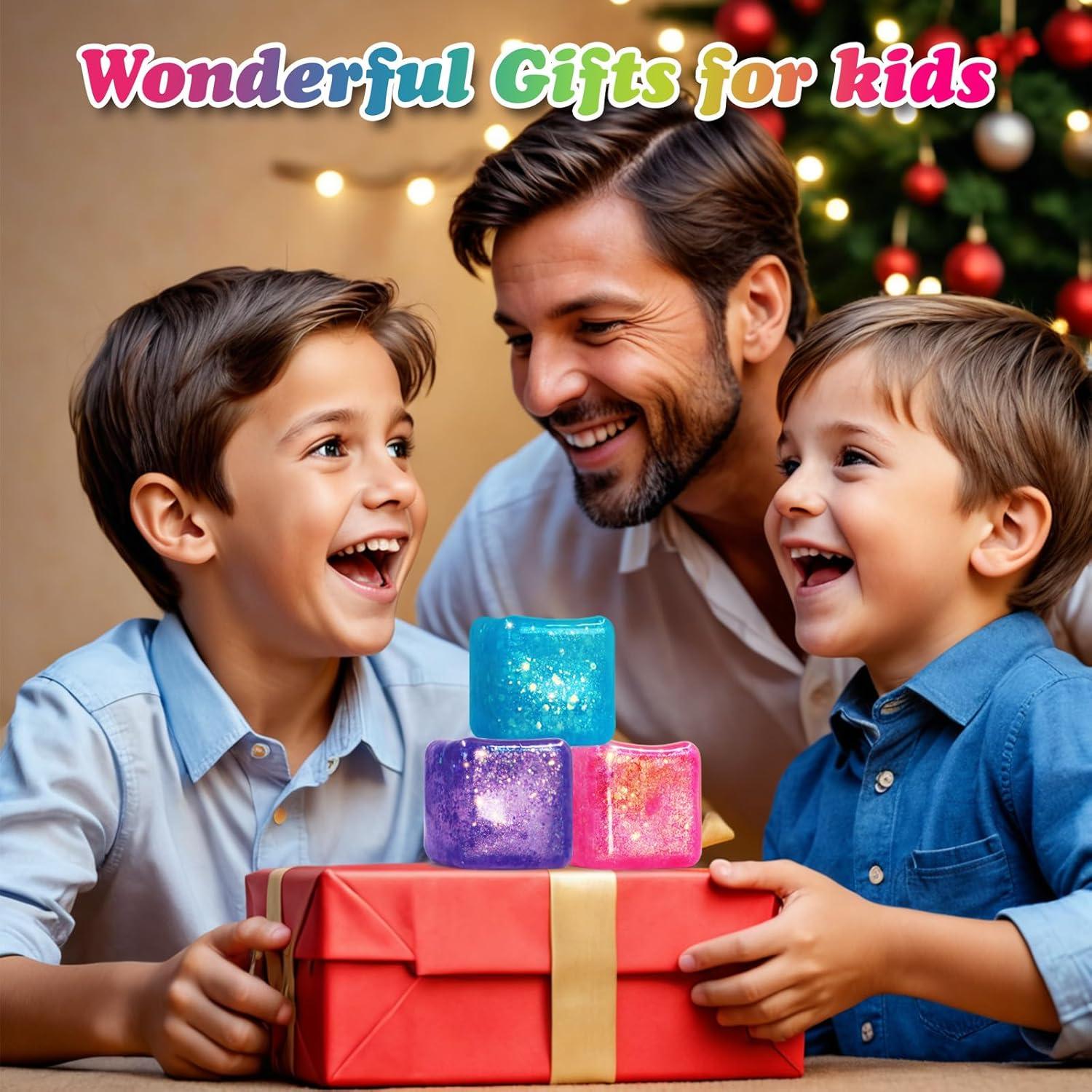 Cubo Squishy Antiestrés LNYE - Paquete de 3 Brillantes 5.5 cm