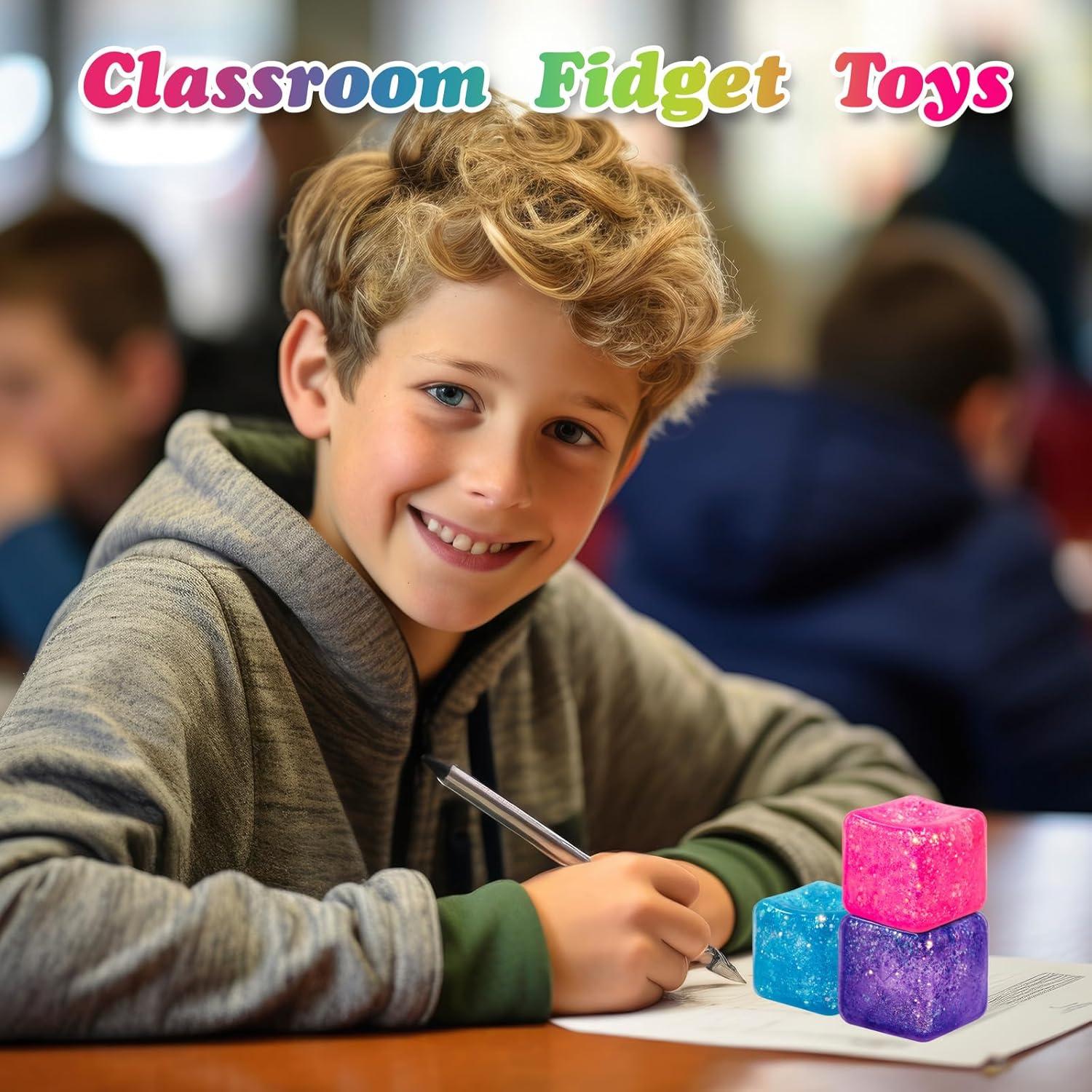 Cubo Squishy Antiestrés LNYE - Paquete de 3 Brillantes 5.5 cm