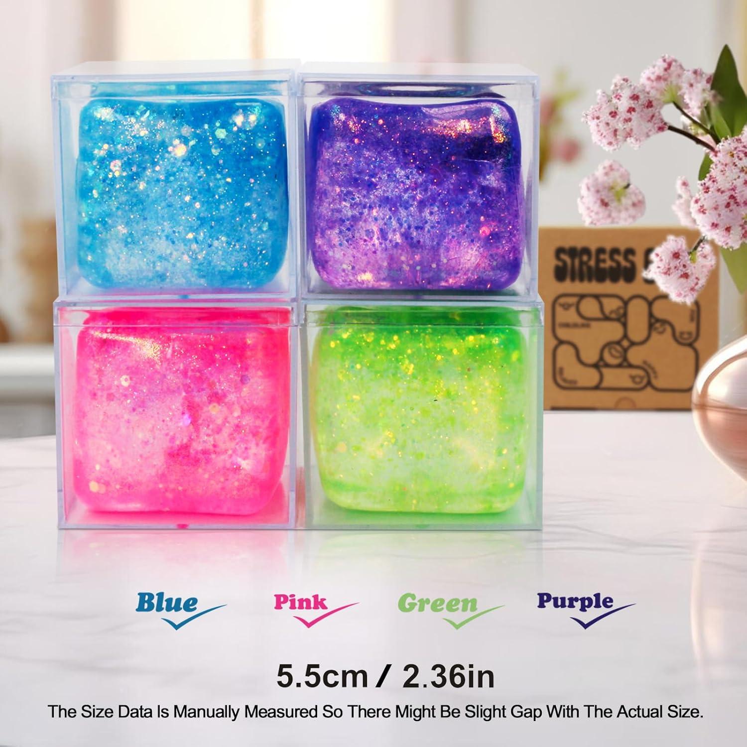 Cubo Squishy Antiestrés LNYE - Paquete de 3 Brillantes 5.5 cm