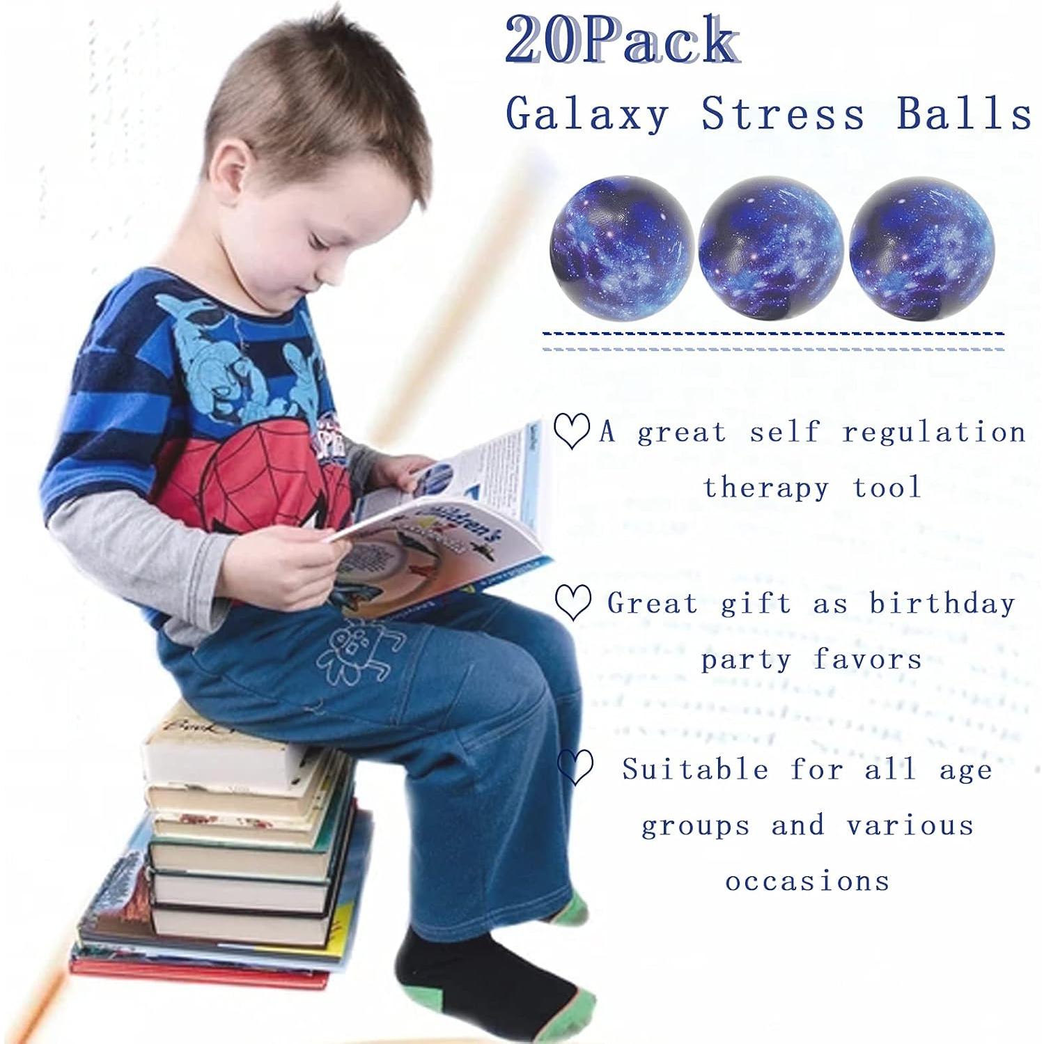 Paquete de 20 pelotas de estrés Galaxy 6.3 cm espuma premium