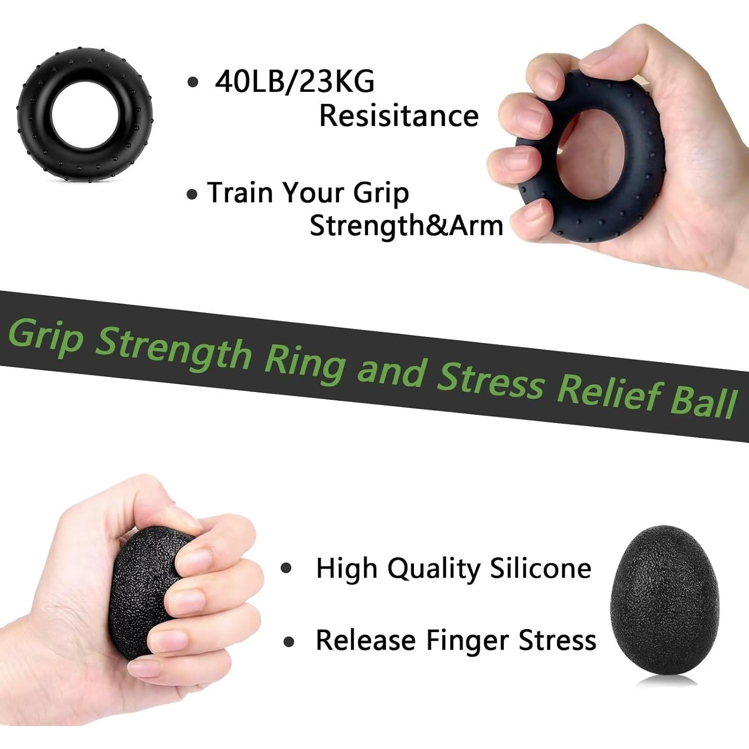 Kit de Entrenador de Fuerza de Agarre PLSYAO 5 Piezas Ajustable