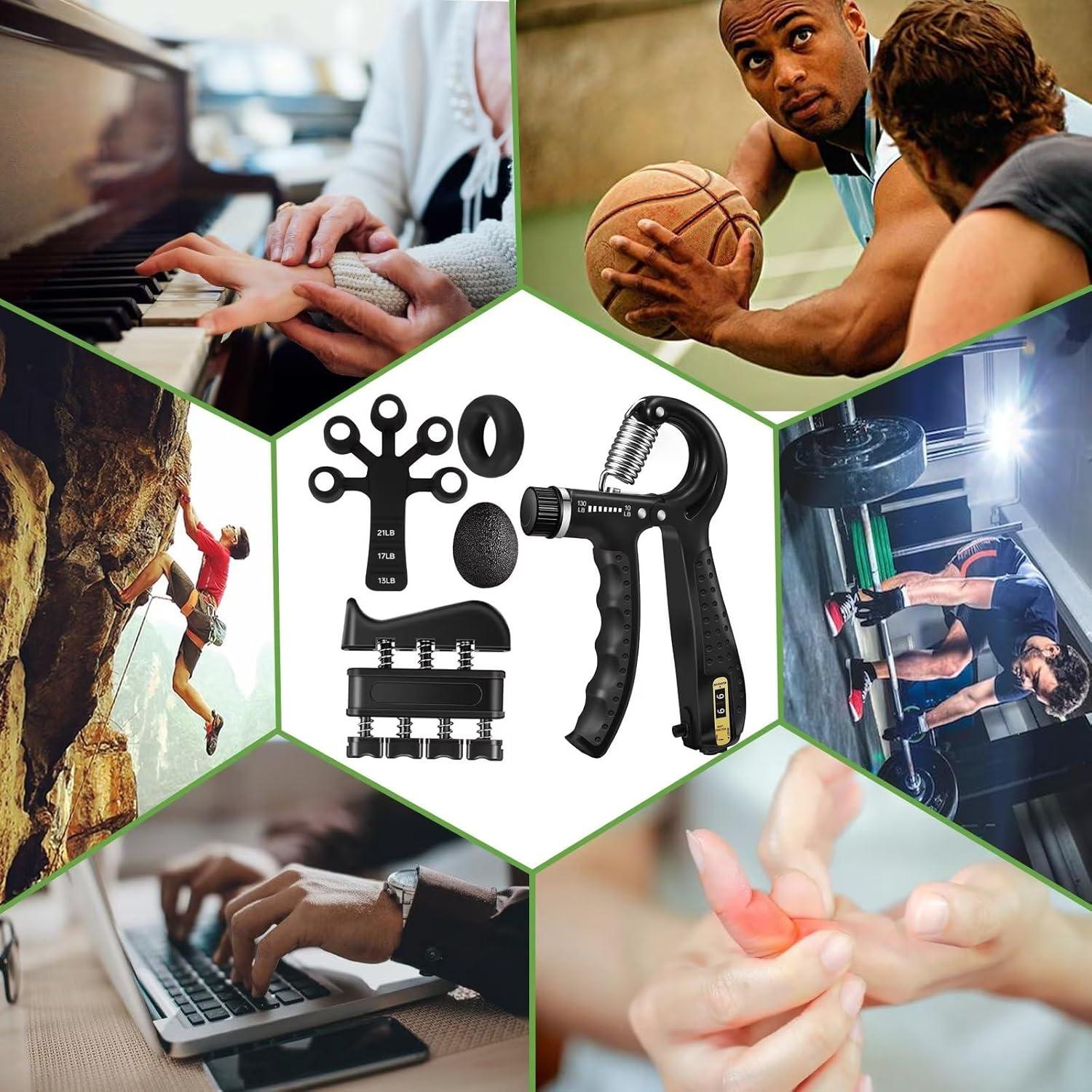 Kit de Entrenador de Fuerza de Agarre PLSYAO 5 Piezas Ajustable