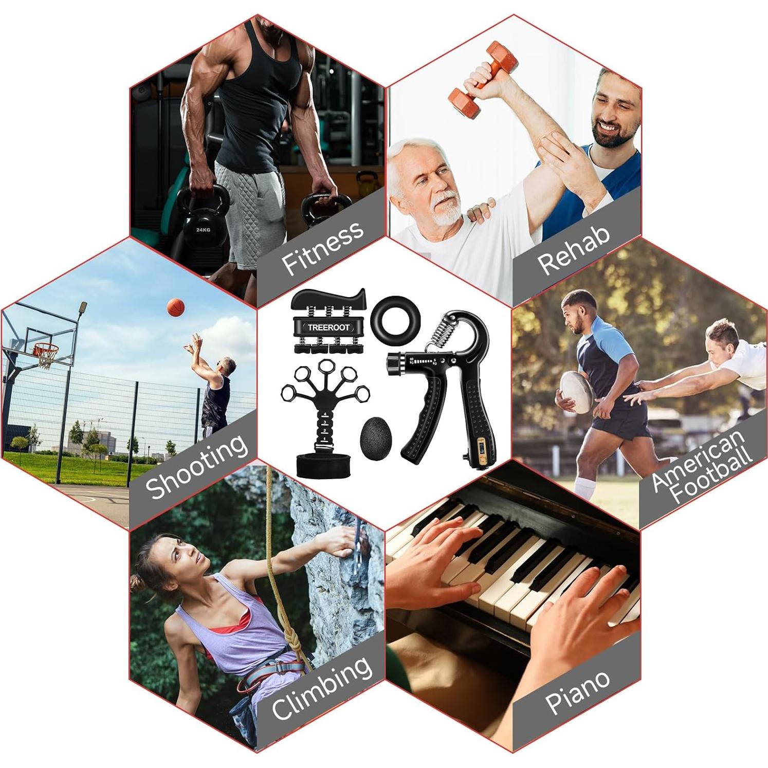 Kit de Entrenador de Fuerza de Agarre Treeroot 5 Piezas